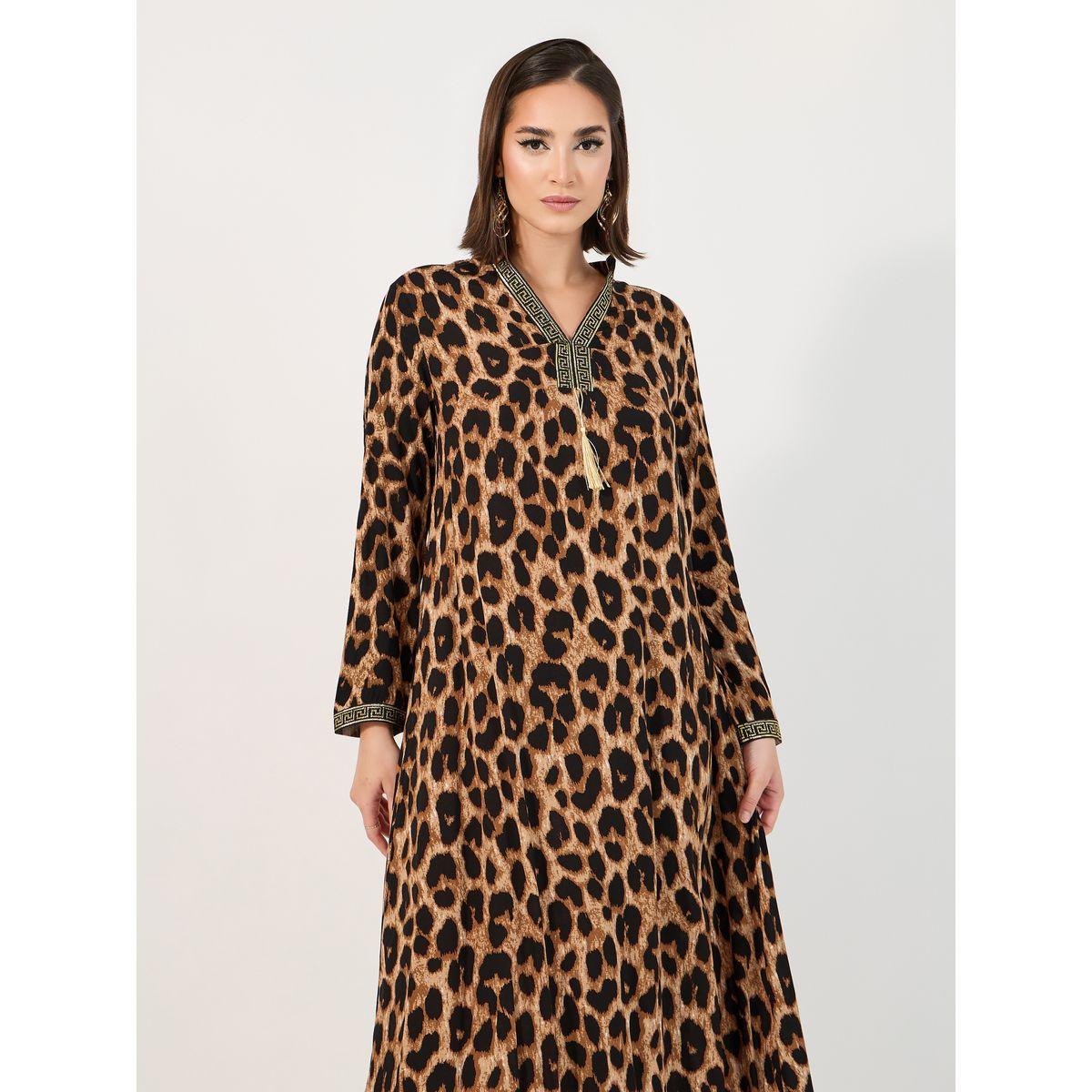 جلابية بطبعة ليوبارد وتفاصيل دانتيل-women-arabicclothing-jalabiyas-image-2