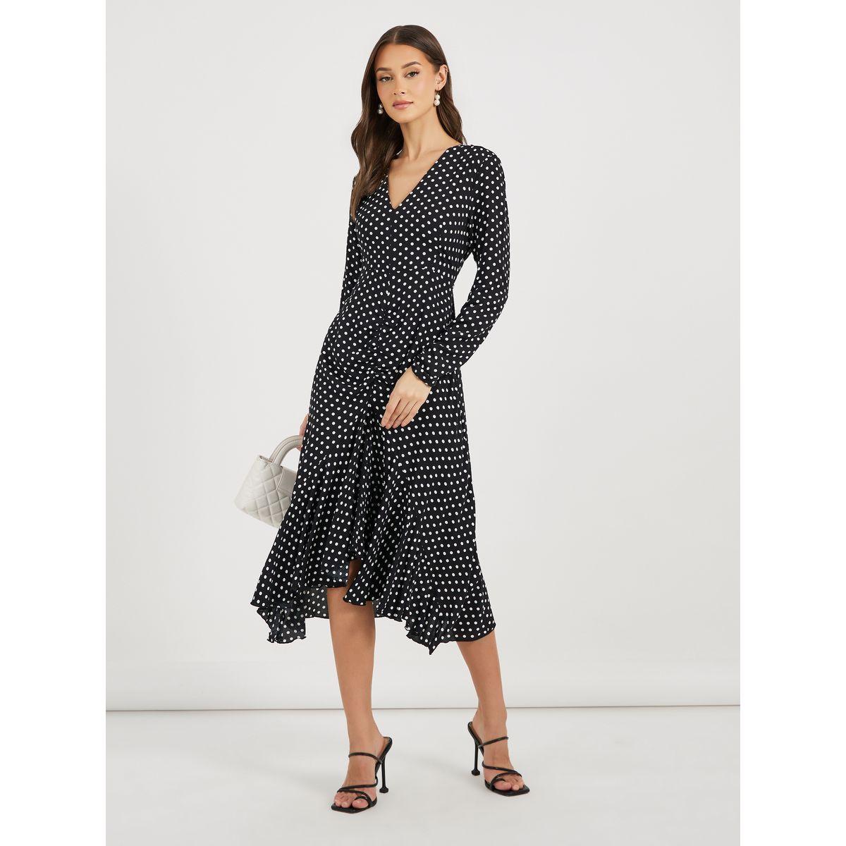 Styli Asymmetric Ruffle Hem Shirt Midi Dress-women-clothing-dresses-image-1