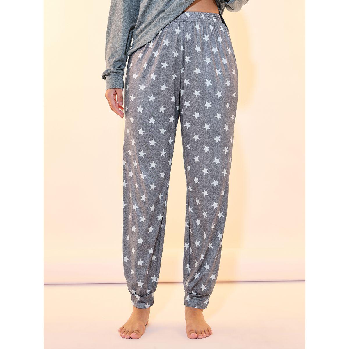 طقم من بنطال بيجاما مع تيشيرت سادة بأكمام طويلة-women-clothing-nightwear-pyjamas-longsets-image-5