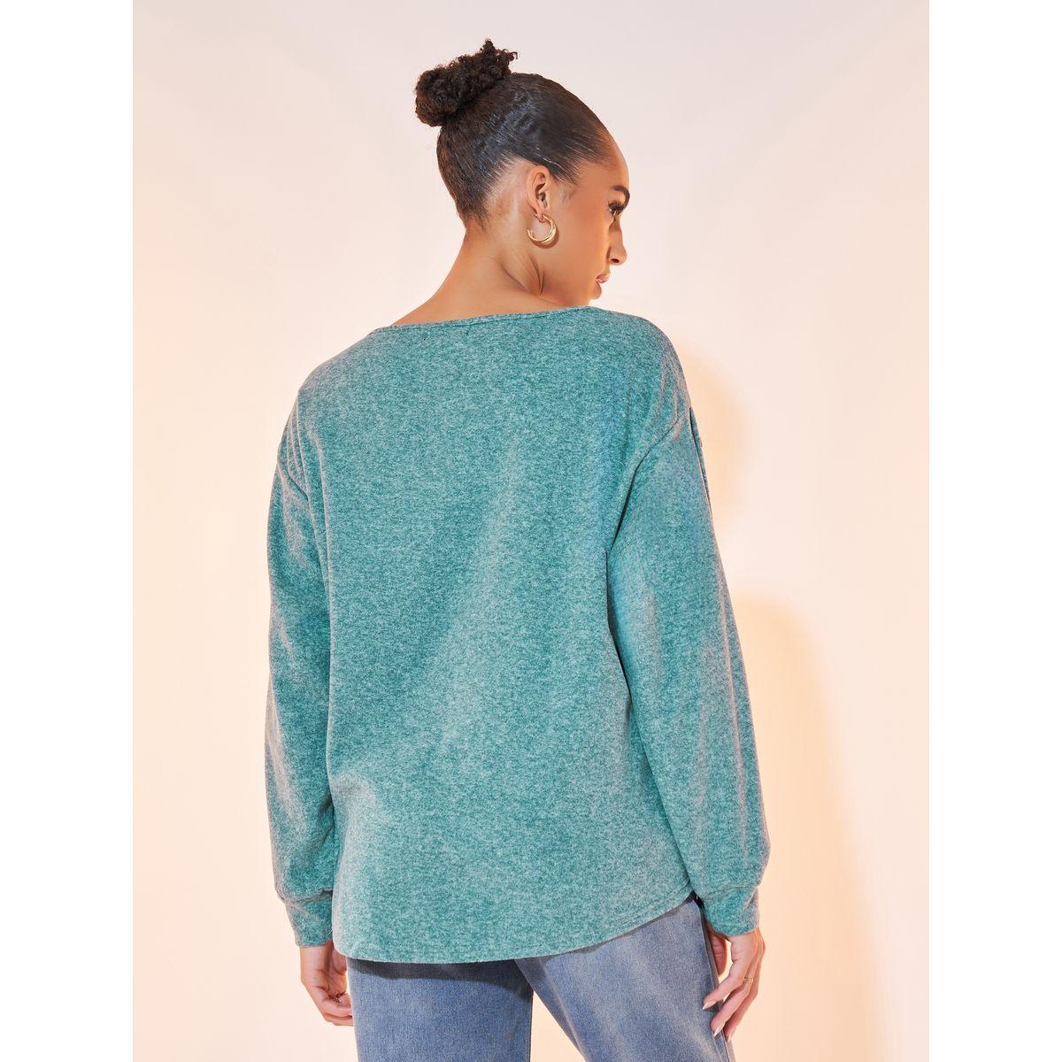 Styli Solid Round Neck Long Sleeve Sweatshirt-women-winterwear-hoodiesandsweatshirts-sweatshirts-image-4