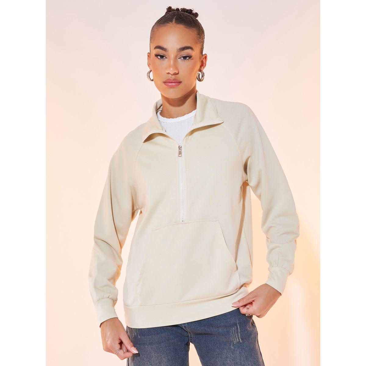 Styli Solid Half-Zip Front Pocket Sweatshirt-women-winterwear-hoodiesandsweatshirts-sweatshirts-image-1