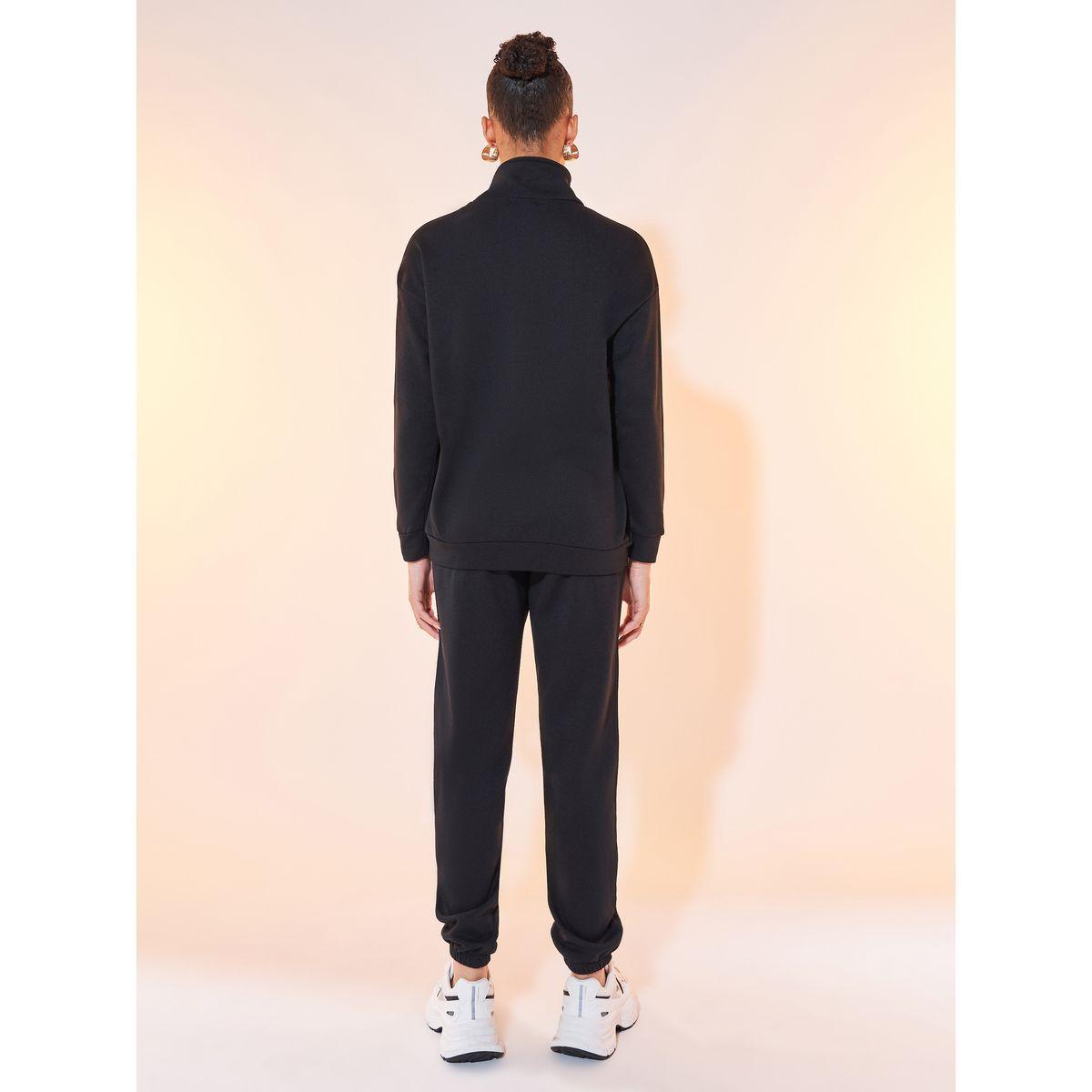 Styli Solid Half-Zip Long Sleeve Sweatshirt & Joggers Co-Ord Set-women-clothing-coordsets-image-5