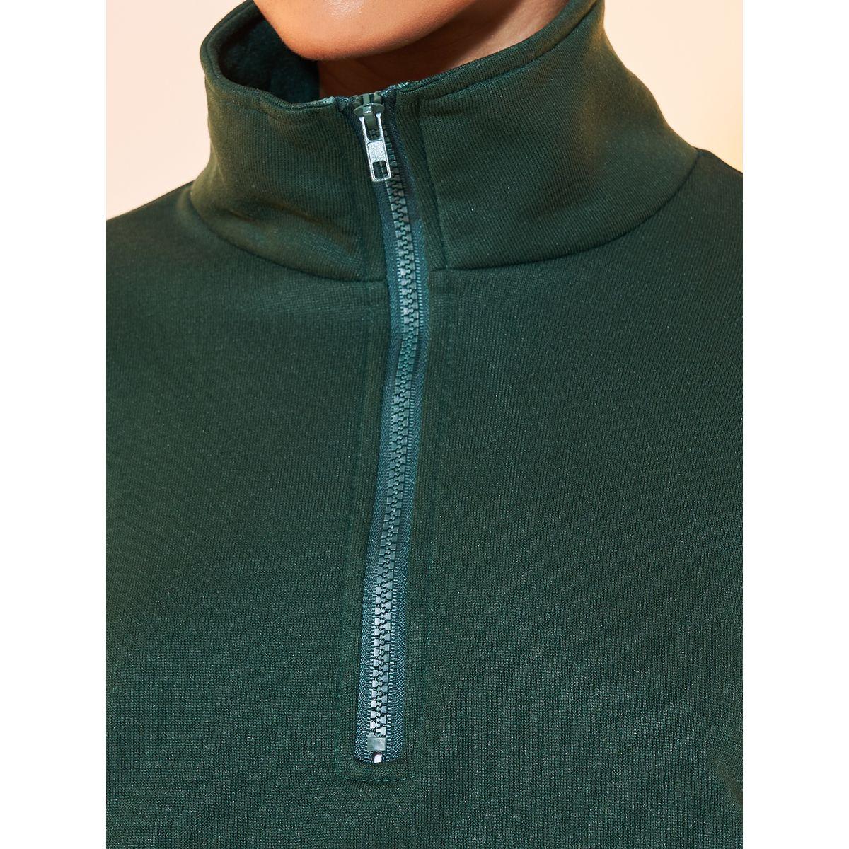 Styli Solid Half-Zip Long Sleeve Sweatshirt & Joggers Co-Ord Set-women-clothing-coordsets-image-3