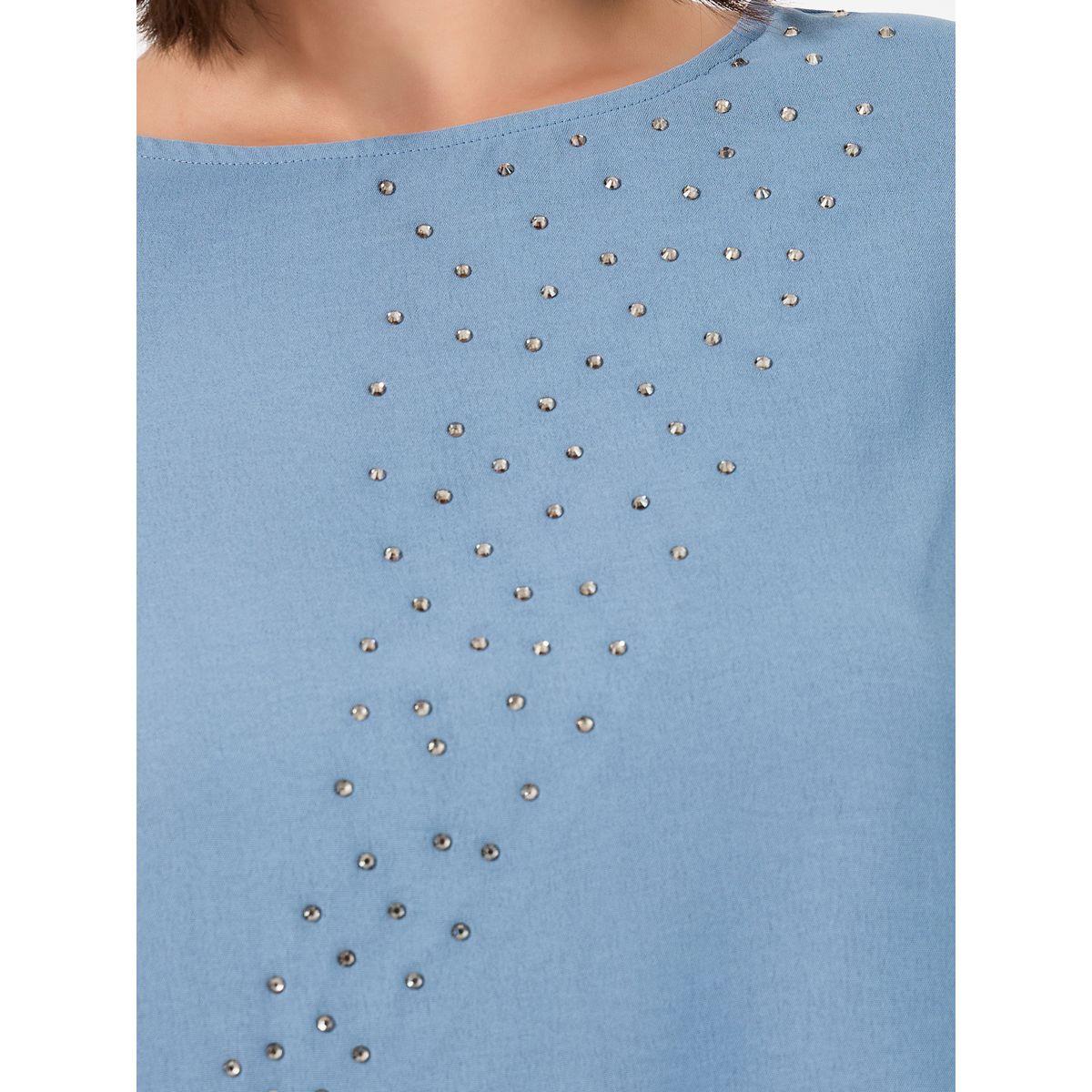 Amirah X Styli Contrast Cuff Detail Embellished Top & Wide Leg Pants Modest Set-women-arabicclothing-sets-image-3