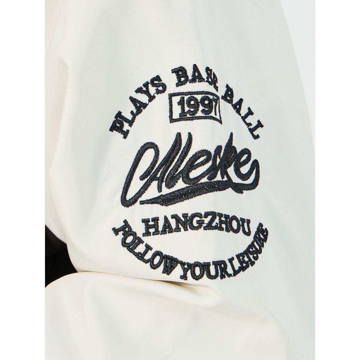 Styli Contrast Sleeve and Rib Detail Bomber Jacket with Button Placket-men-clothing-jacketsandblazers-jackets-image-5