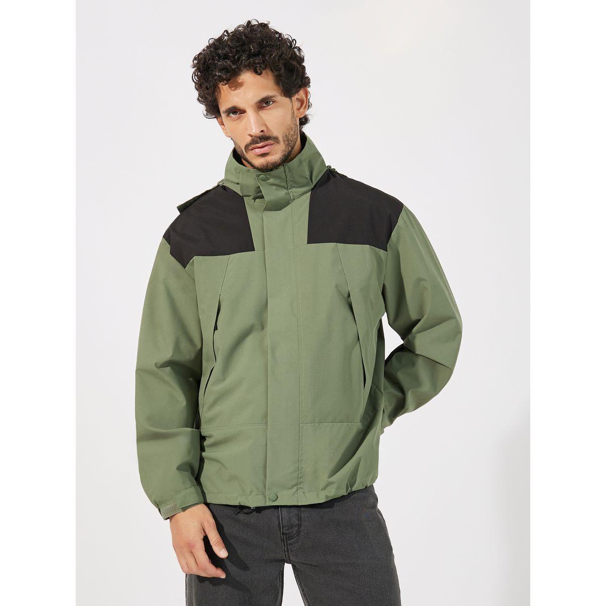 Styli Color Block Windbreaker Hooded Jacket with Zip Detail-men-clothing-jacketsandblazers-jackets-image-3
