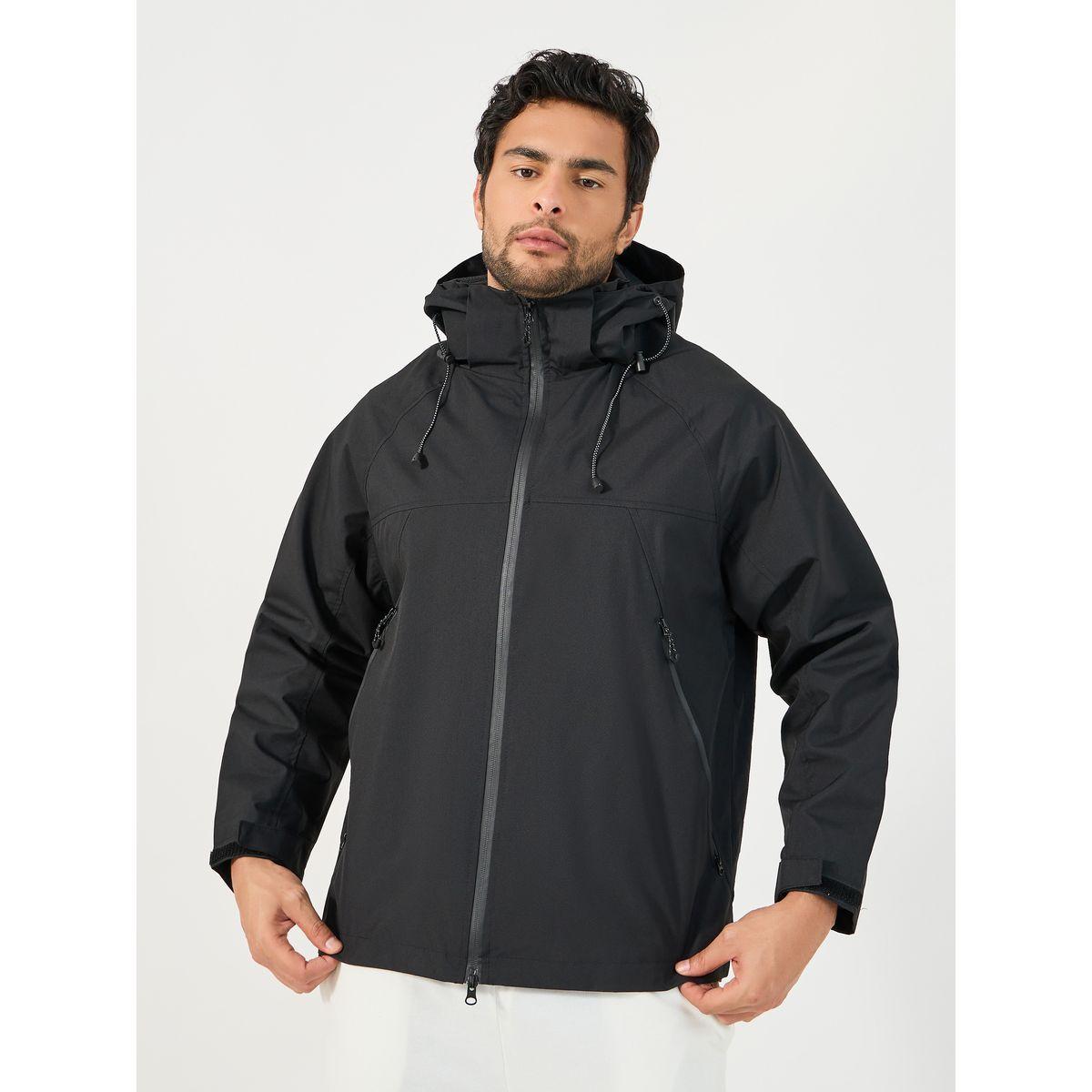 Styli Solid Windbreaker Hooded Jacket with Zip Detail-men-clothing-jacketsandblazers-jackets-image-1
