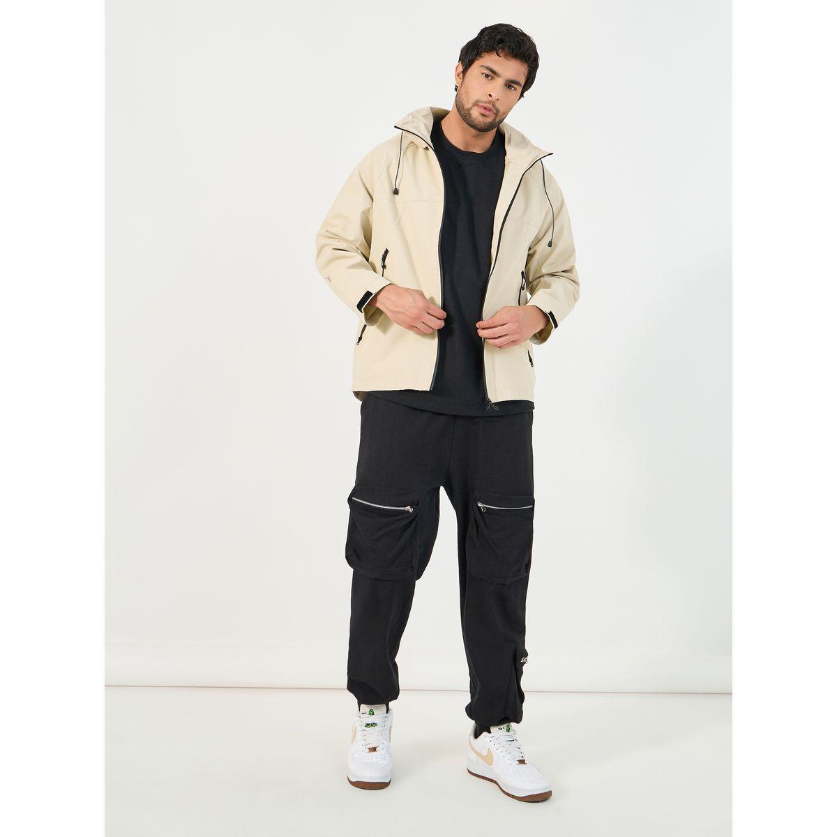 Styli Solid Windbreaker Hooded Jacket with Zip Detail-men-clothing-jacketsandblazers-jackets-image-2