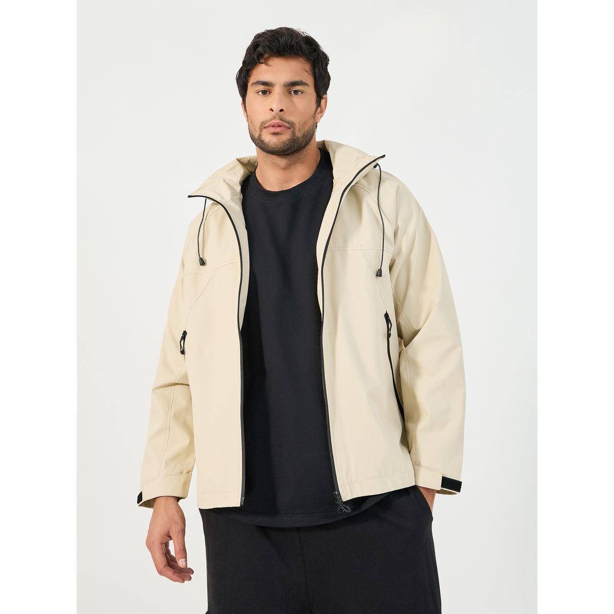 Styli Solid Windbreaker Hooded Jacket with Zip Detail-men-clothing-jacketsandblazers-jackets-image-3