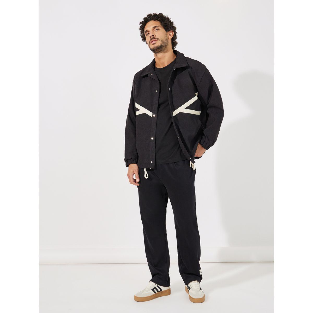 Styli Contrast Detail Windbreaker Jacket with Button Up Detail-men-clothing-jacketsandblazers-jackets-image-2