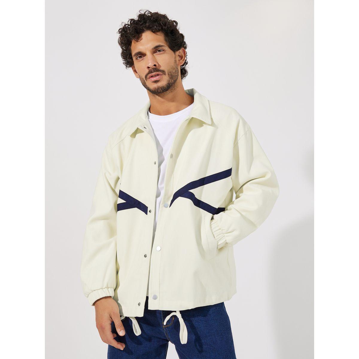 Styli Contrast Detail Windbreaker Jacket with Button Up Detail-men-clothing-jacketsandblazers-jackets-image-1