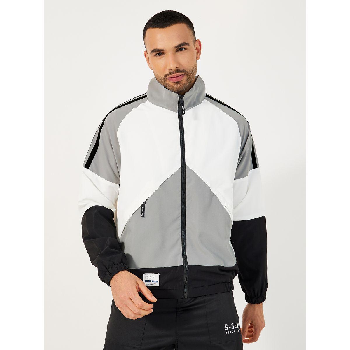Styli Retro Color Block Windbreaker Jacket with Patch Detail-men-clothing-jacketsandblazers-jackets-image-1