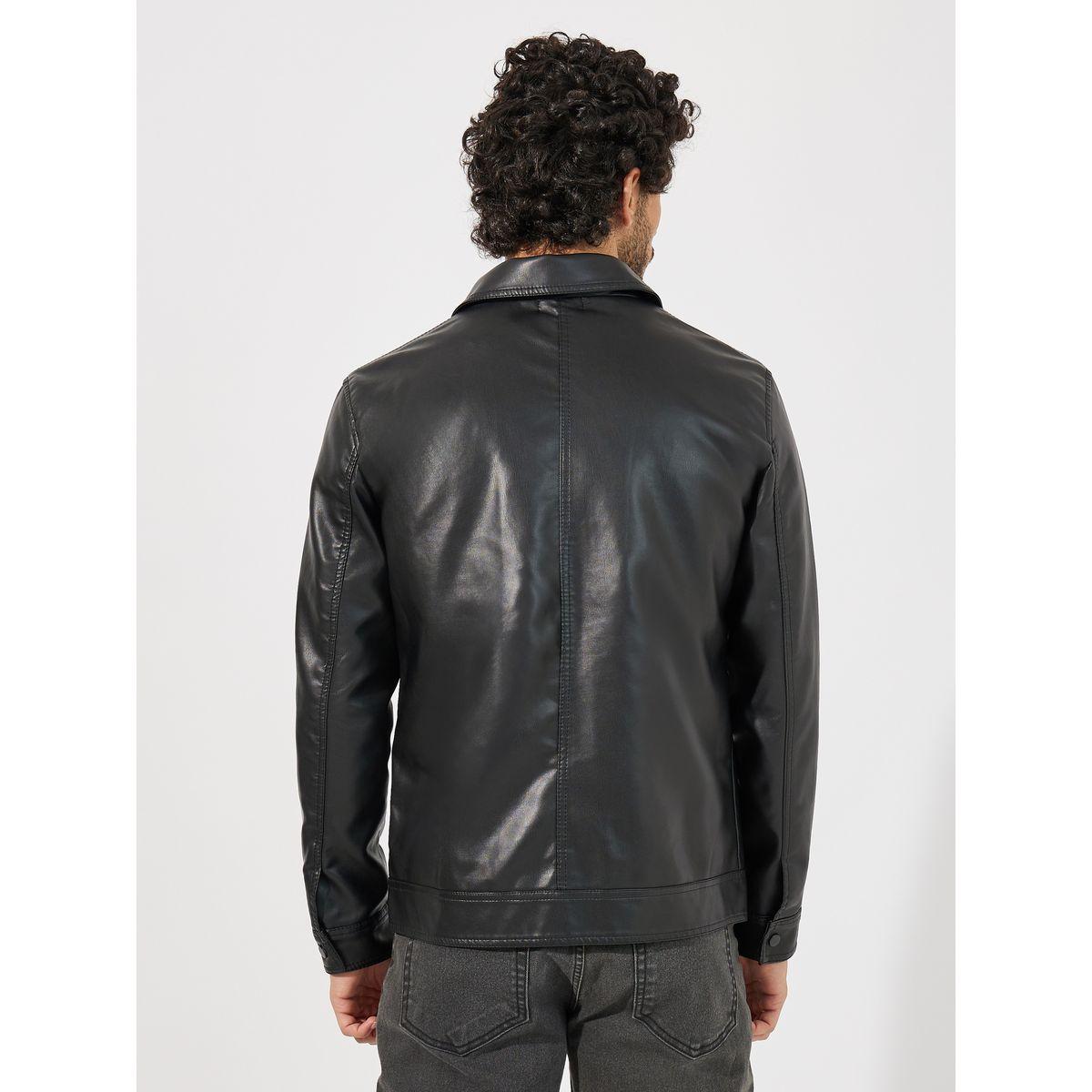 Styli Leather Look Smart Jacket with Zip Detail-men-clothing-jacketsandblazers-jackets-image-5