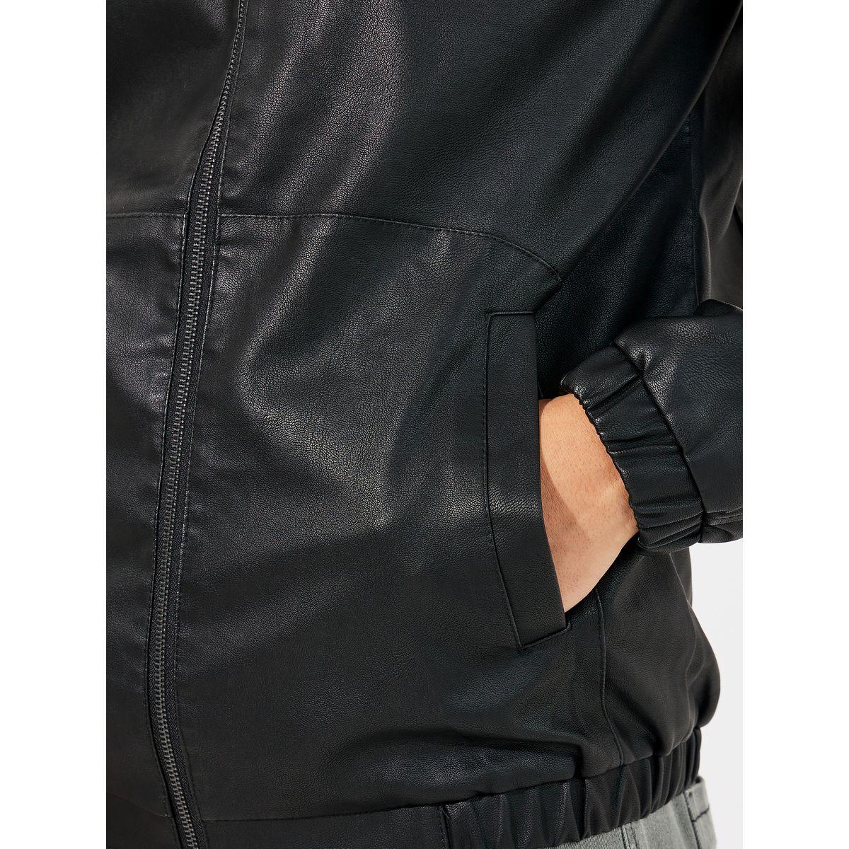 Styli Leather Look Hooded Biker Jacket with Zip Detail-men-clothing-jacketsandblazers-jackets-image-4