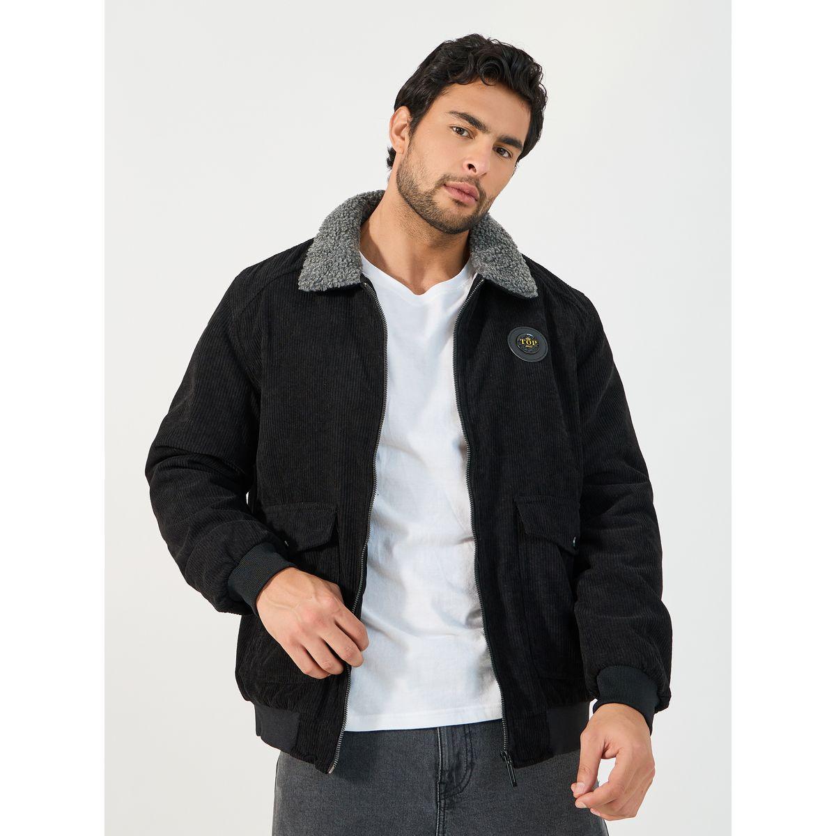Styli Faux Fur Collar Corduroy Utility Jacket-men-clothing-jacketsandblazers-jackets-image-3