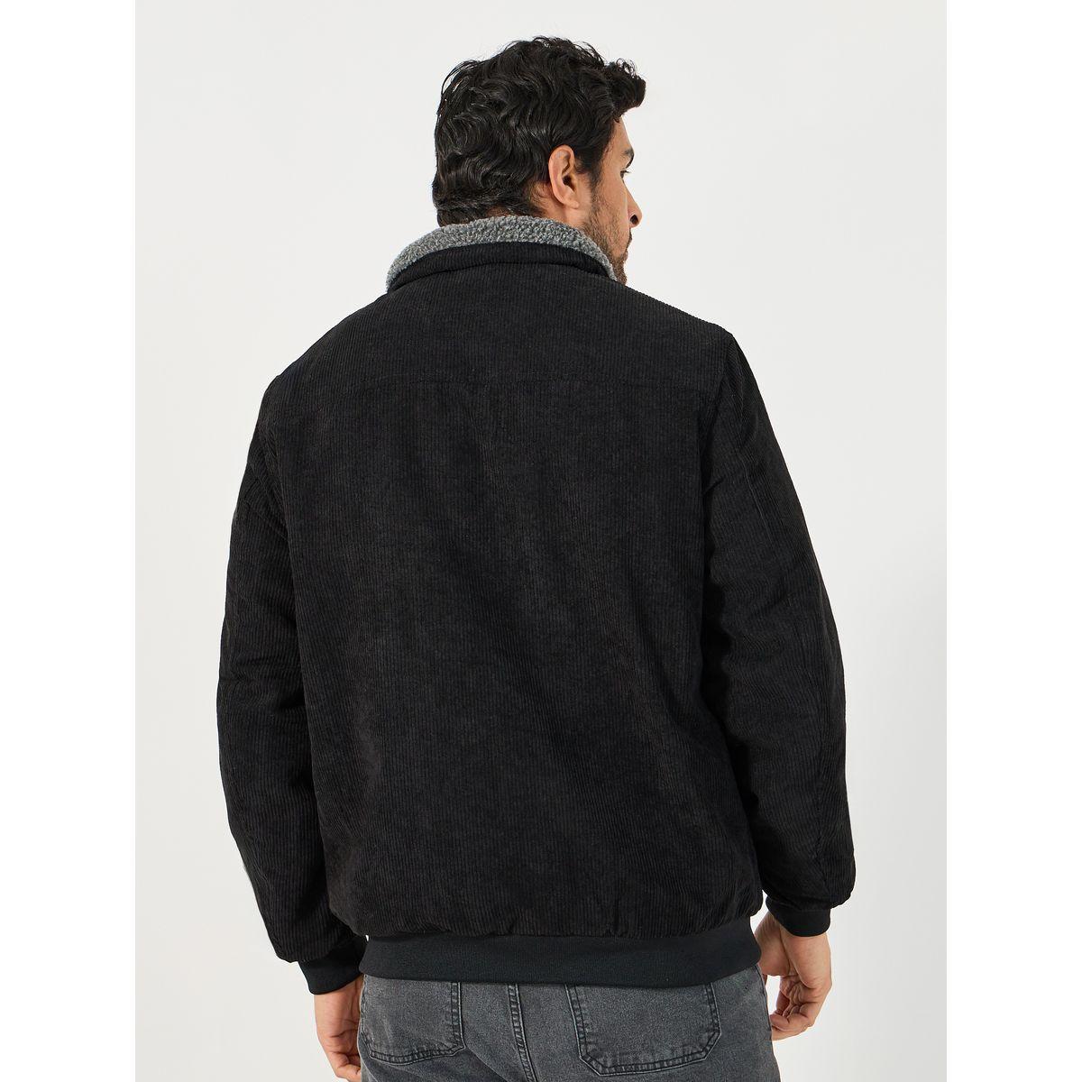 Styli Faux Fur Collar Corduroy Utility Jacket-men-clothing-jacketsandblazers-jackets-image-5