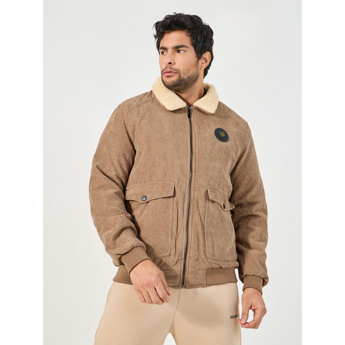 Styli Faux Fur Collar Corduroy Utility Jacket-men-clothing-jacketsandblazers-jackets-image-1