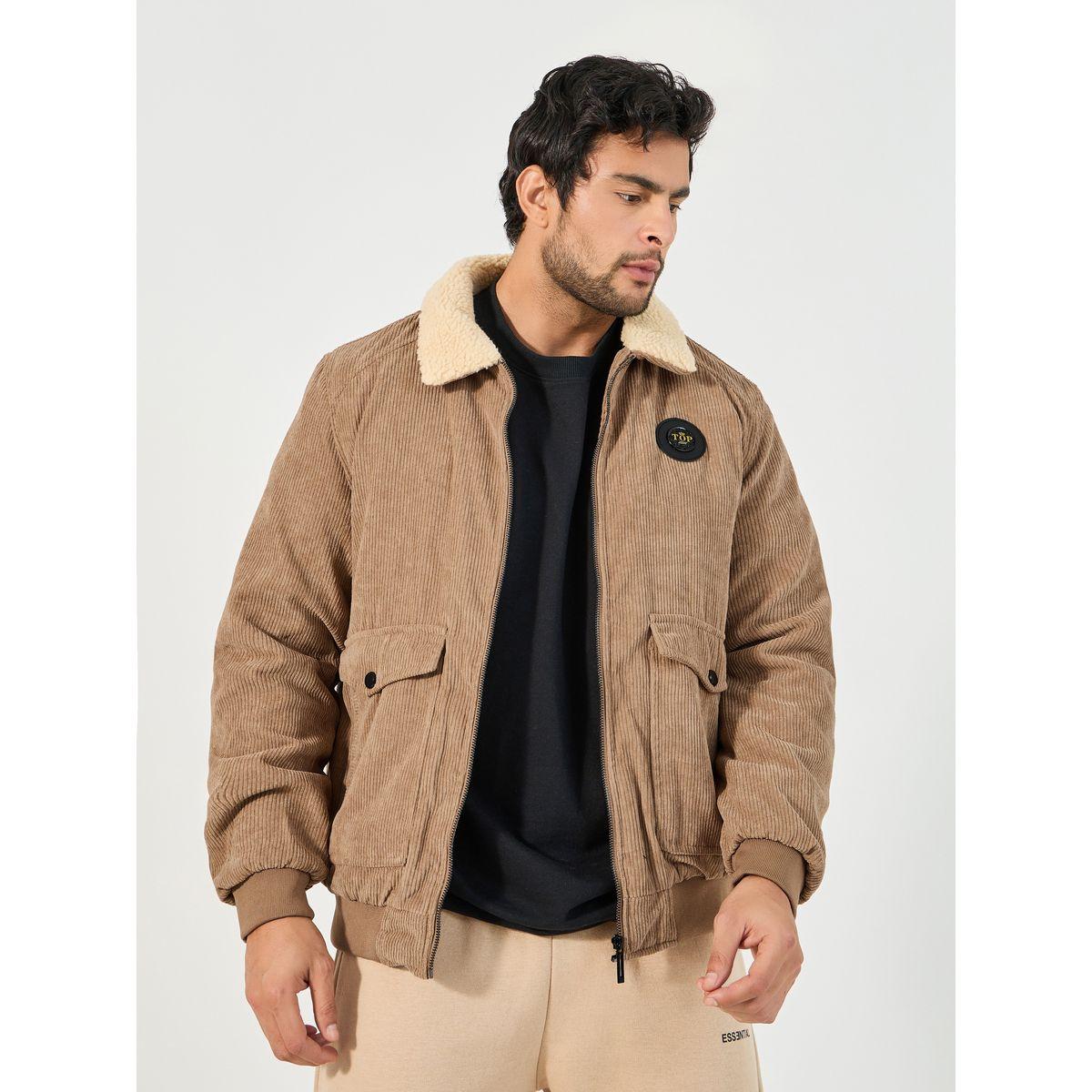 Styli Faux Fur Collar Corduroy Utility Jacket-men-clothing-jacketsandblazers-jackets-image-3