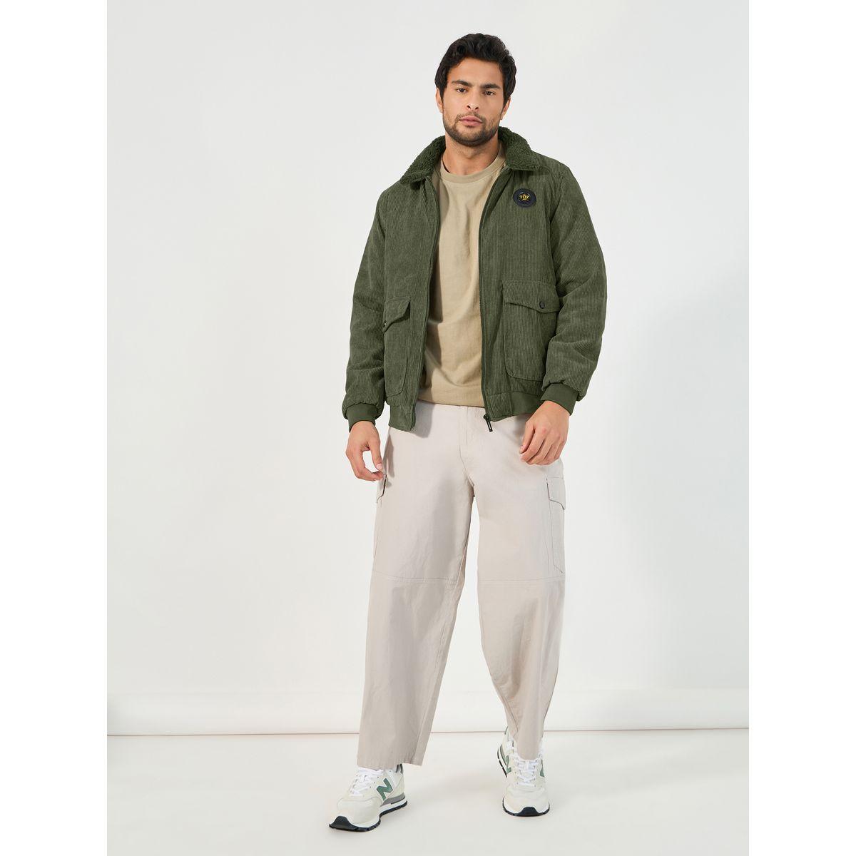 Styli Faux Fur Collar Corduroy Utility Jacket-men-clothing-jacketsandblazers-jackets-image-2