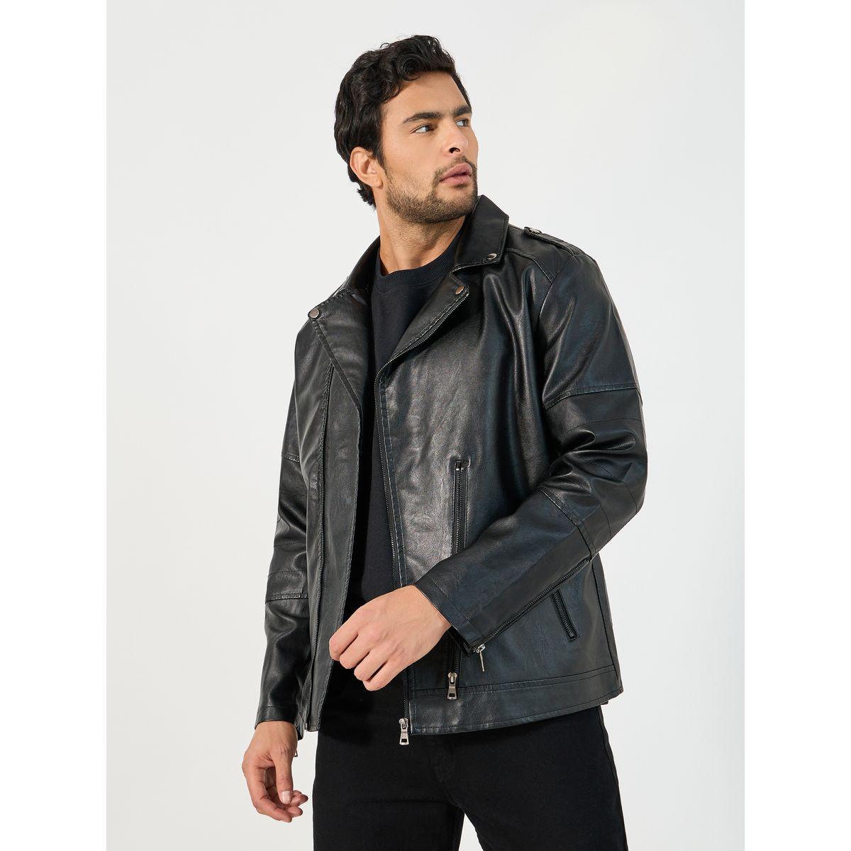جاكيت بايكر بجلد صناعي وتفاصيل سحَّاب-men-clothing-jacketsandblazers-jackets-image-1
