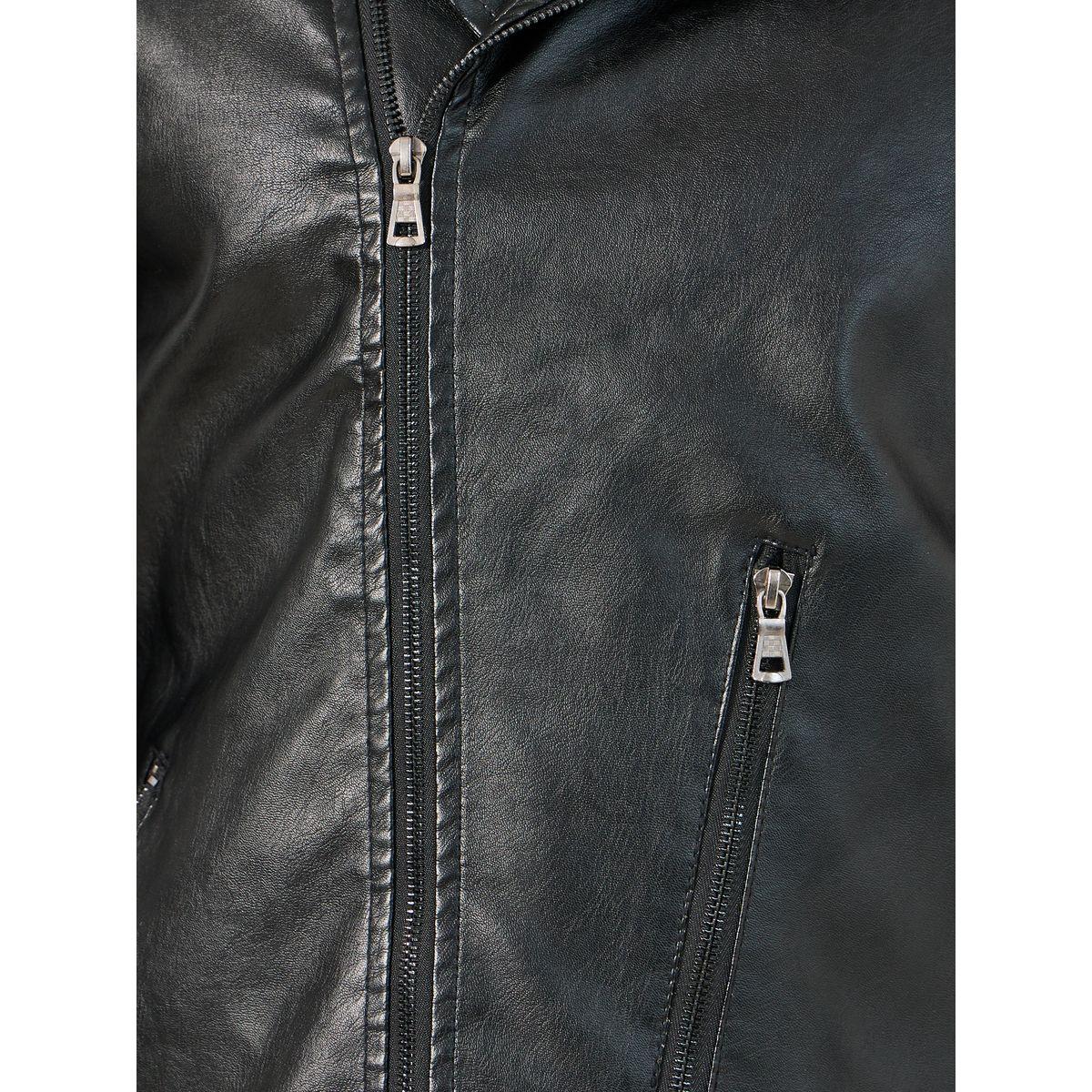 Styli Faux Leather Biker Jacket with Zip Detail-men-clothing-jacketsandblazers-jackets-image-4