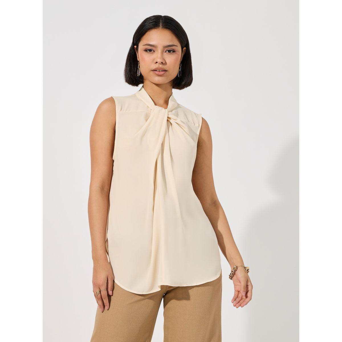 ARIA ROMANCE Front Twist Knot Detail Sleeveless Blouse-women-clothing-shirtsandblouses-blouses-image-1