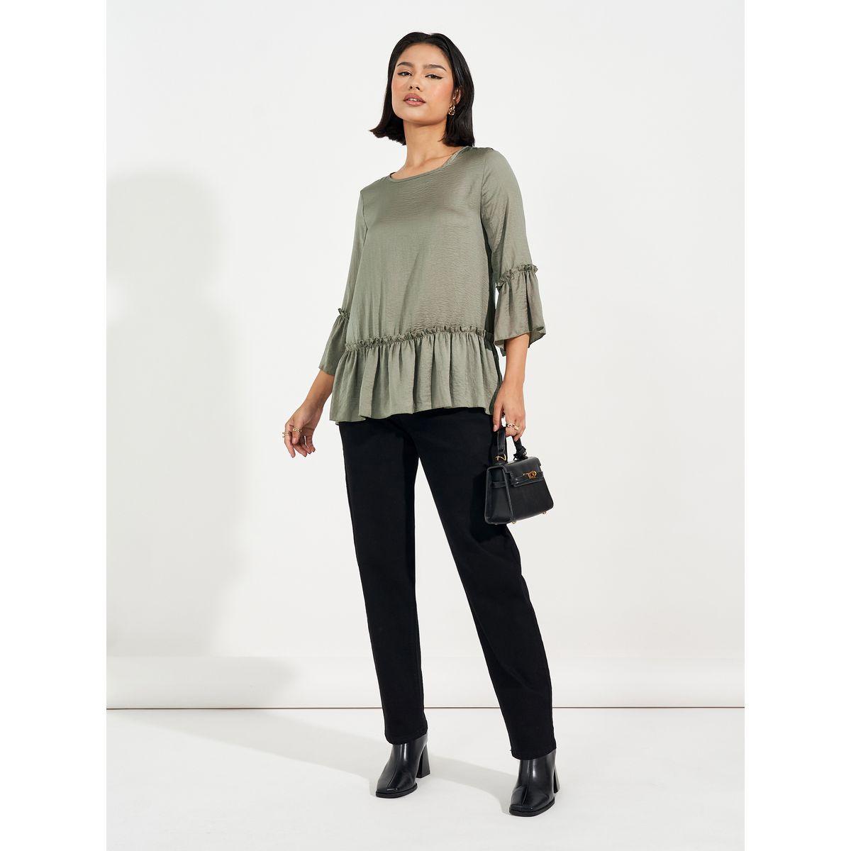 ARIA ROMANCE Solid Ruffled Top with Bell Sleeves-women-clothing-shirtsandblouses-blouses-image-2