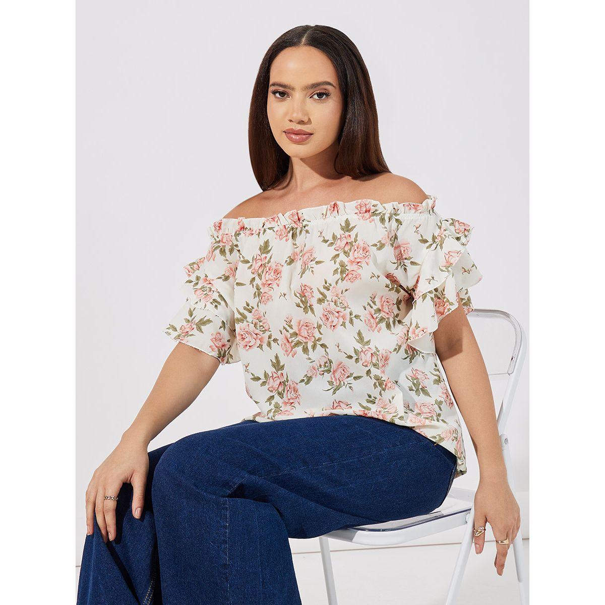 ARIA ROMANCE Floral Print Off Shoulder Neck Top-women-clothing-shirtsandblouses-blouses-image-1
