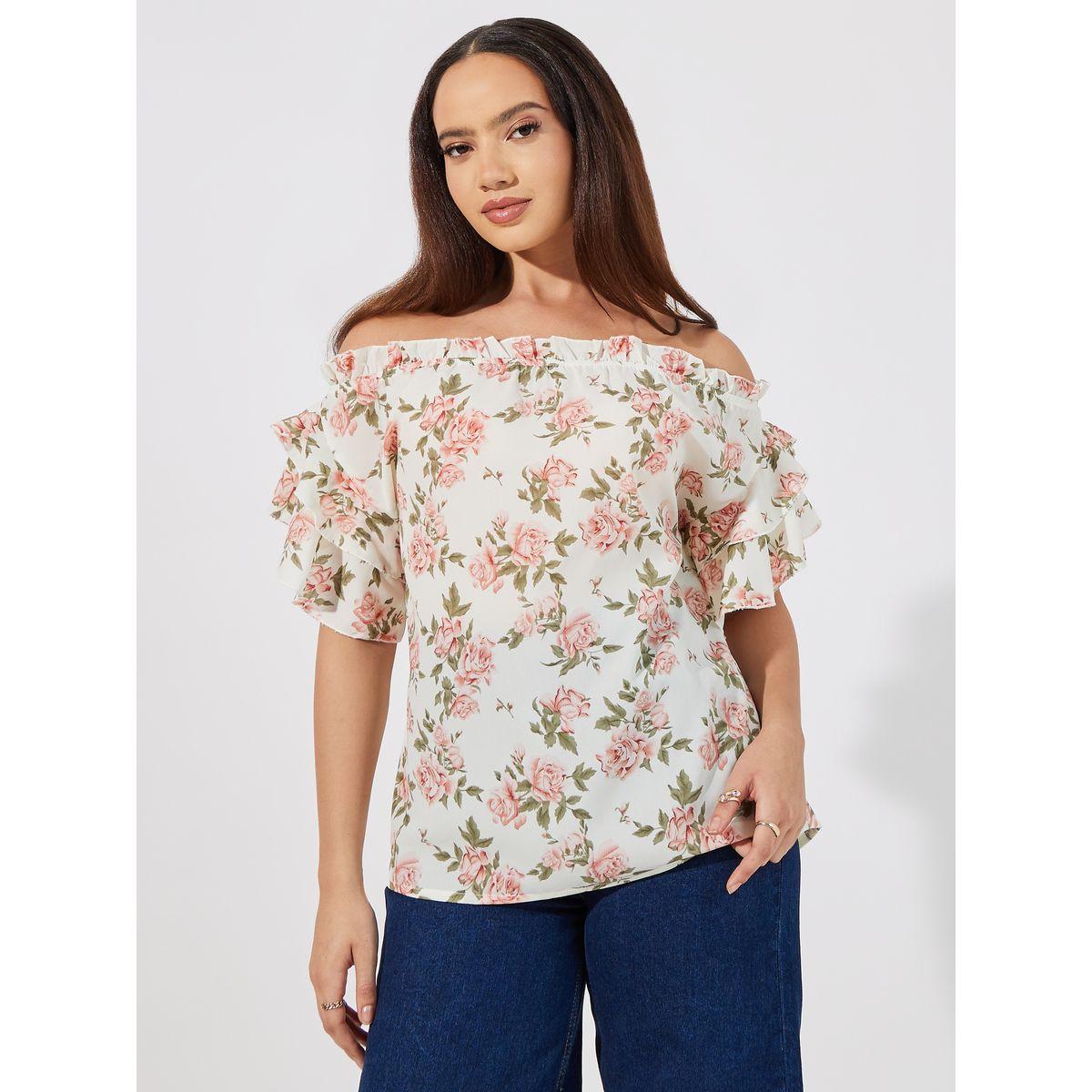 بلوزة مطبعة بزهور مع أكتاف مكشوفة-women-clothing-shirtsandblouses-blouses-image-3