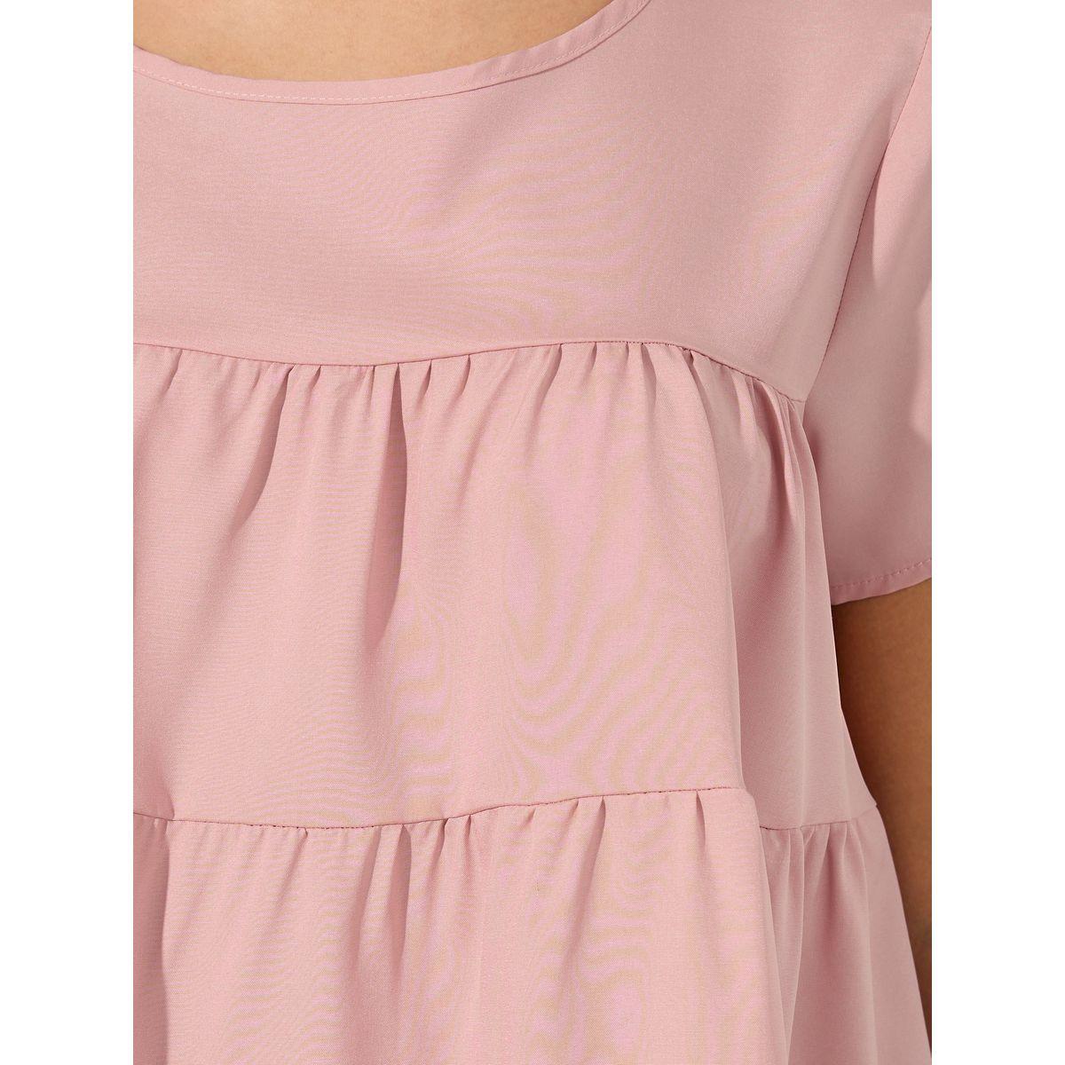 ARIA ROMANCE Solid Round Neck Tiered Detail Top-women-clothing-shirtsandblouses-blouses-image-3