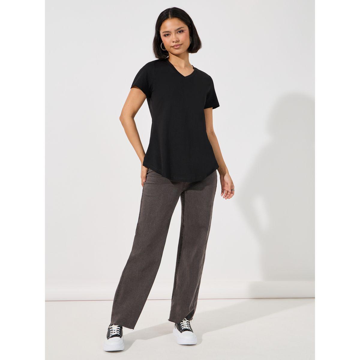 تيشيرت بأكمام قصيرة وحافة منحنية-women-clothing-tshirts-image-2