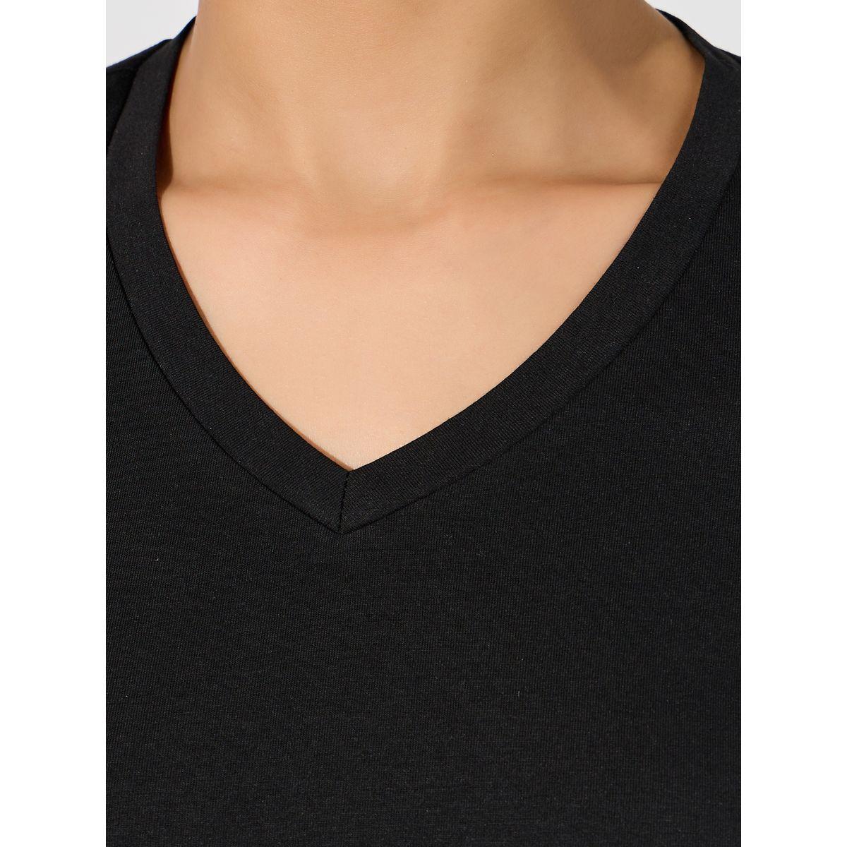 ARIA ROMANCE Basic V Neck Curved Hem T-Shirt-women-clothing-tshirts-image-3
