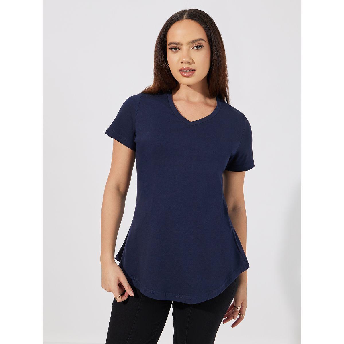 تيشيرت بأكمام قصيرة وحافة منحنية-women-clothing-tshirts-image-4