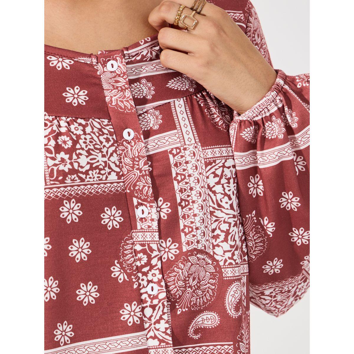 ARIA ROMANCE Patchwork Print Relaxed Fit Top-women-clothing-shirtsandblouses-blouses-image-3