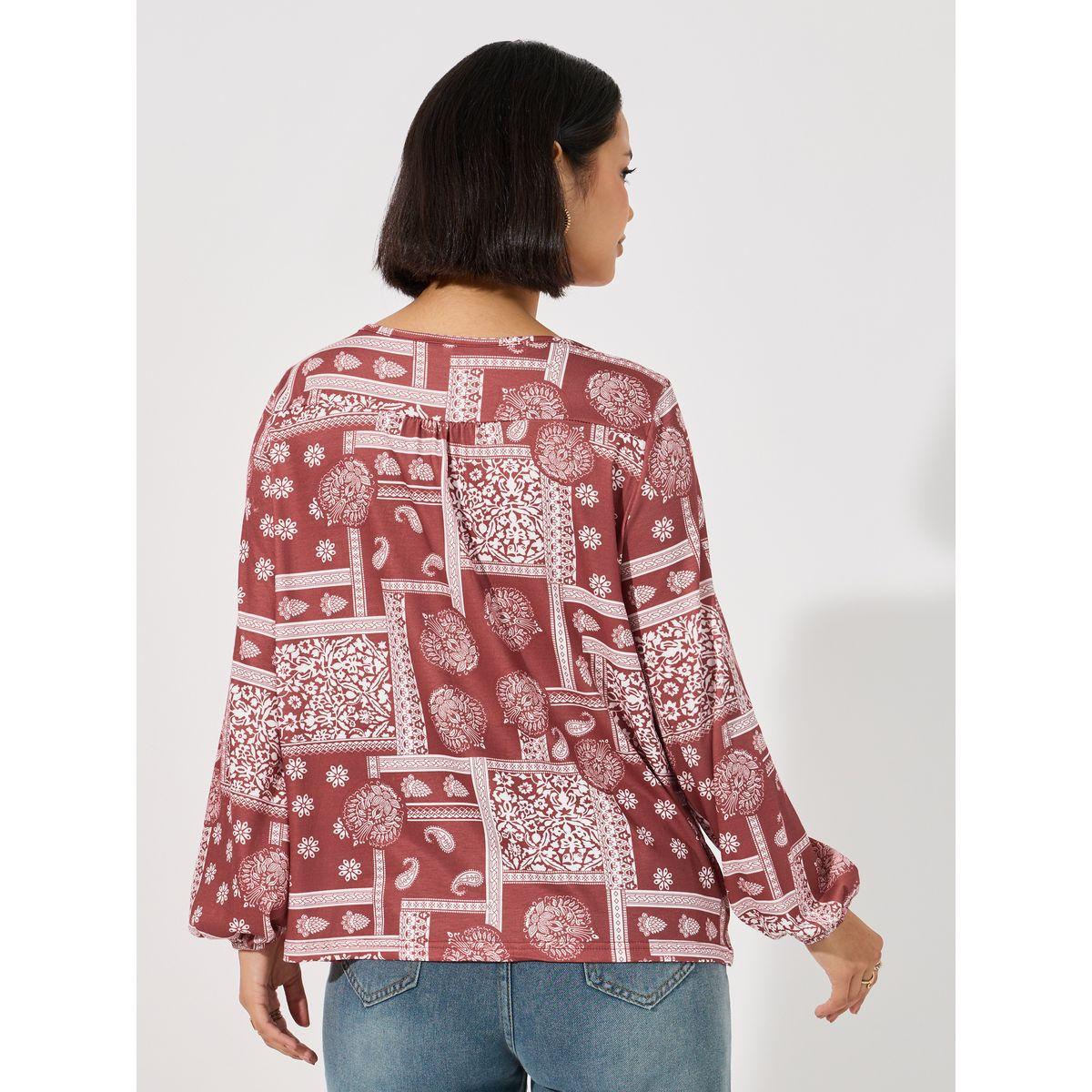 ARIA ROMANCE Patchwork Print Relaxed Fit Top-women-clothing-shirtsandblouses-blouses-image-4