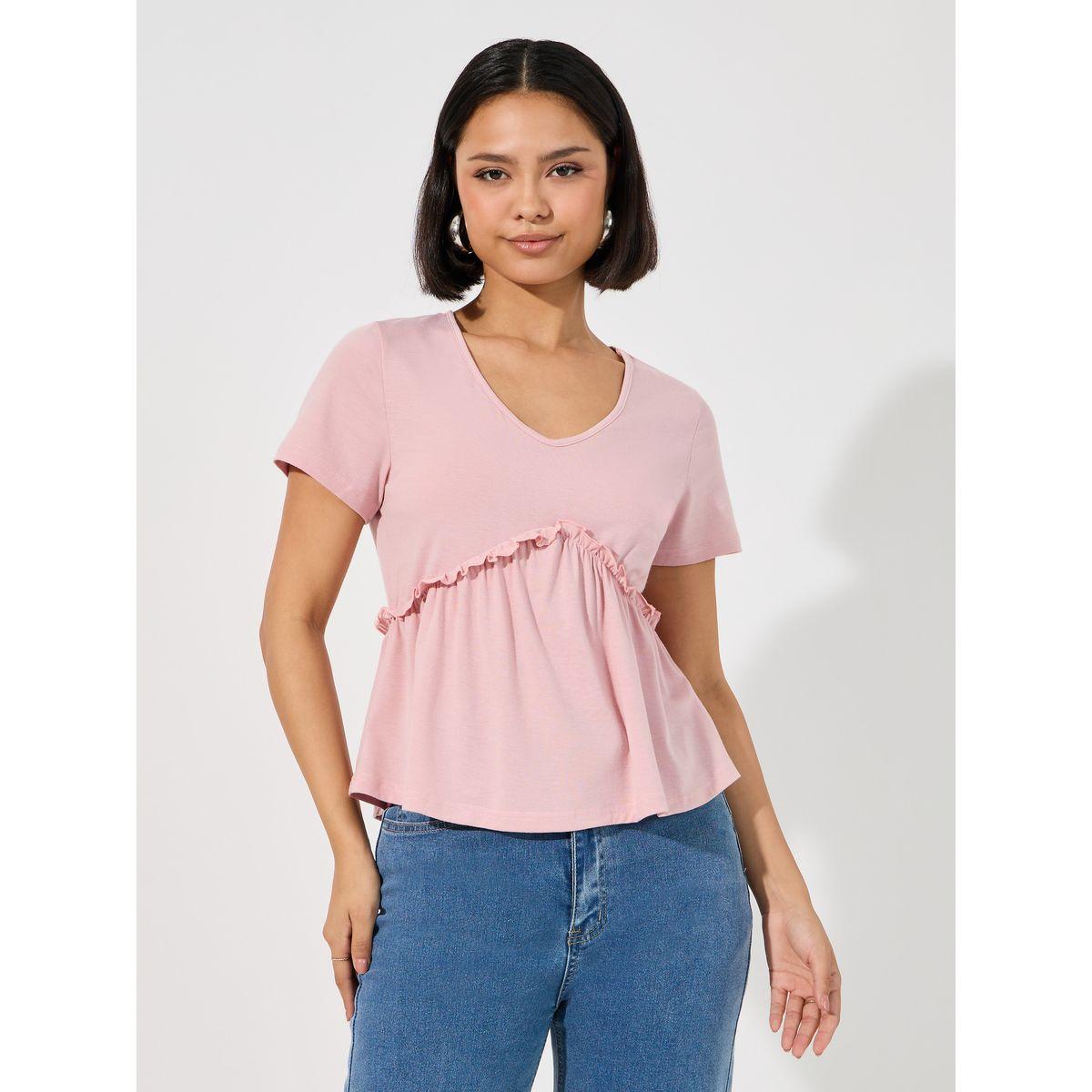 ARIA ROMANCE V Neck Ruffle Detail Top-women-clothing-shirtsandblouses-blouses-image-1