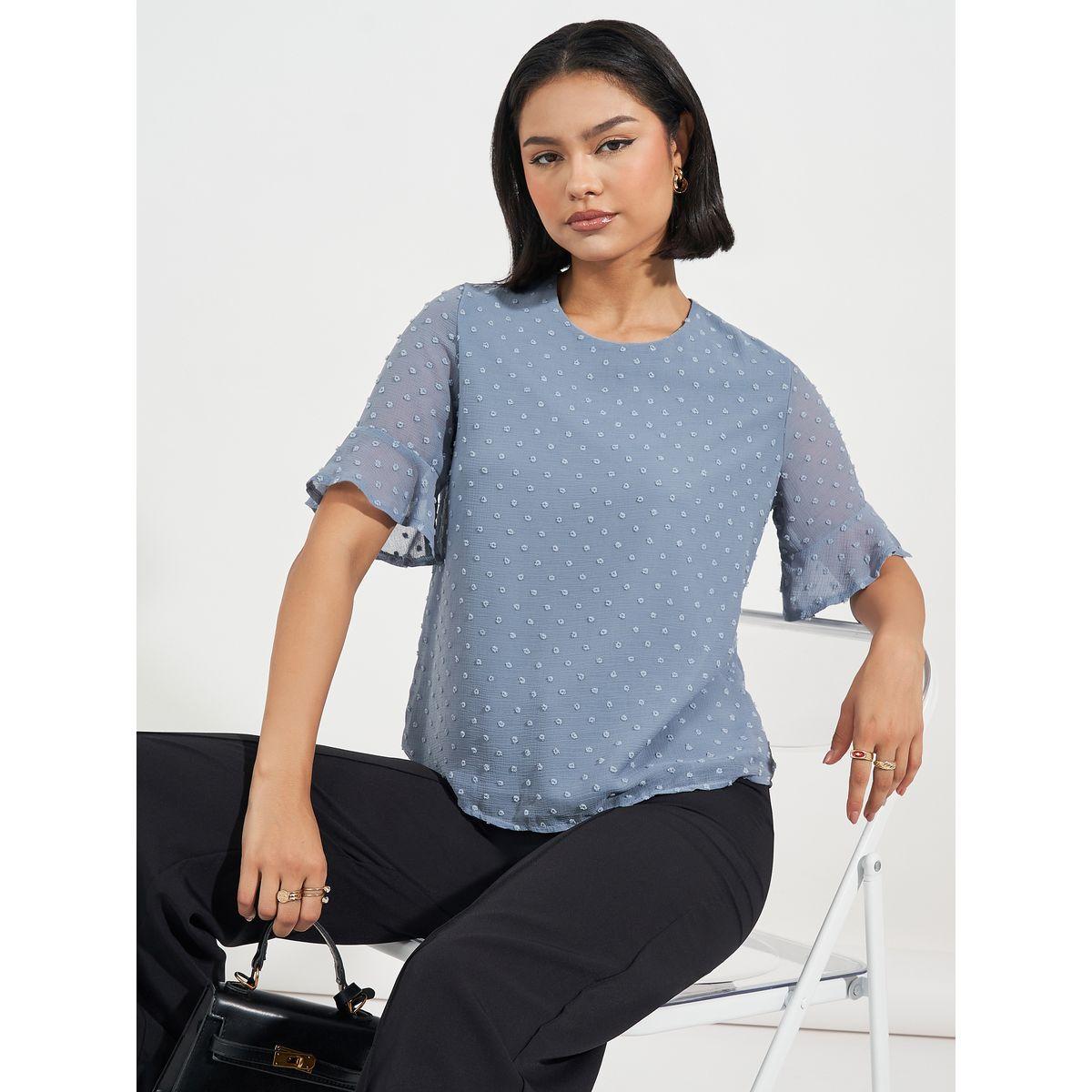 ARIA ROMANCE Swiss Dot Frill Sleeves Blouse-women-clothing-shirtsandblouses-blouses-image-1