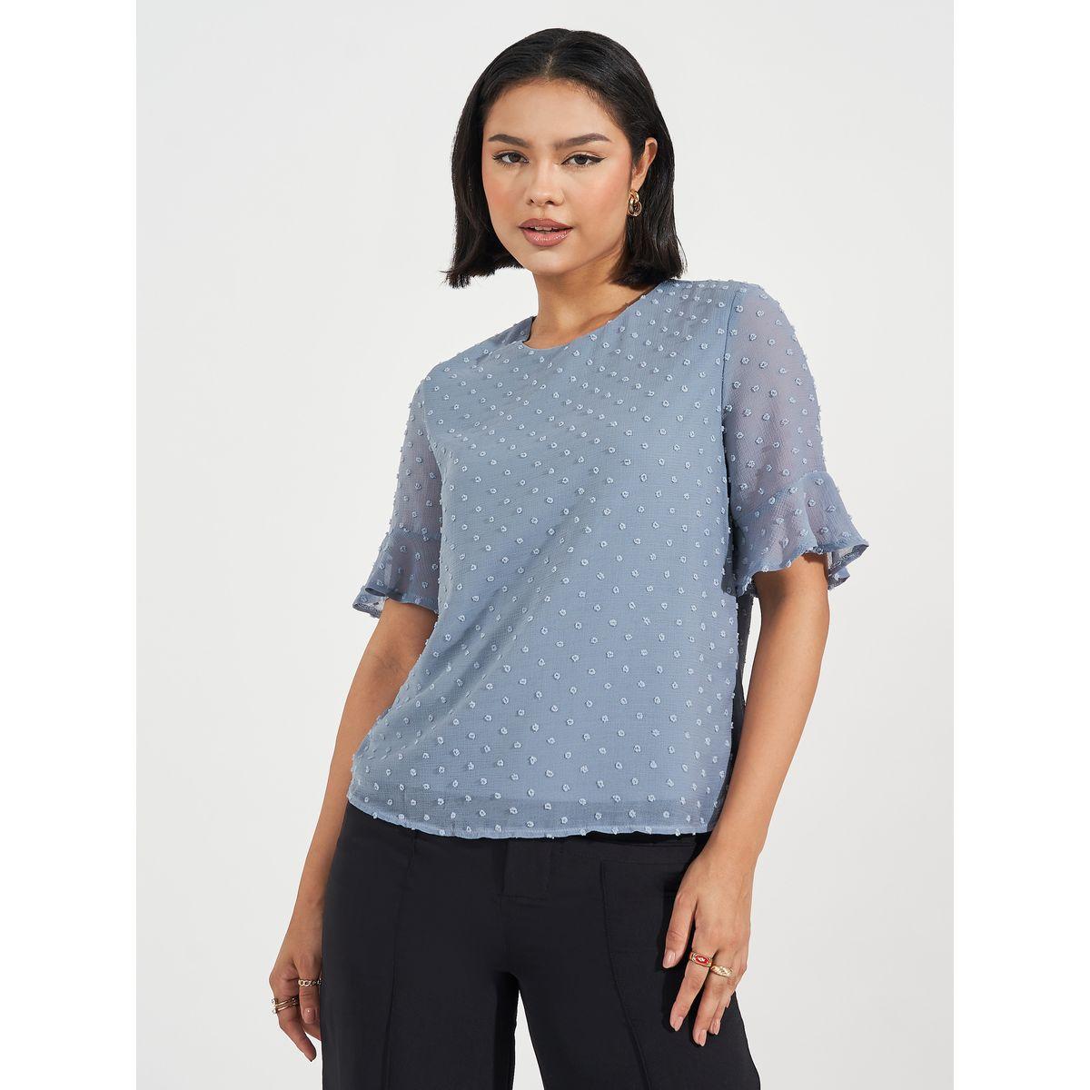 ARIA ROMANCE Swiss Dot Frill Sleeves Blouse-women-clothing-shirtsandblouses-blouses-image-3