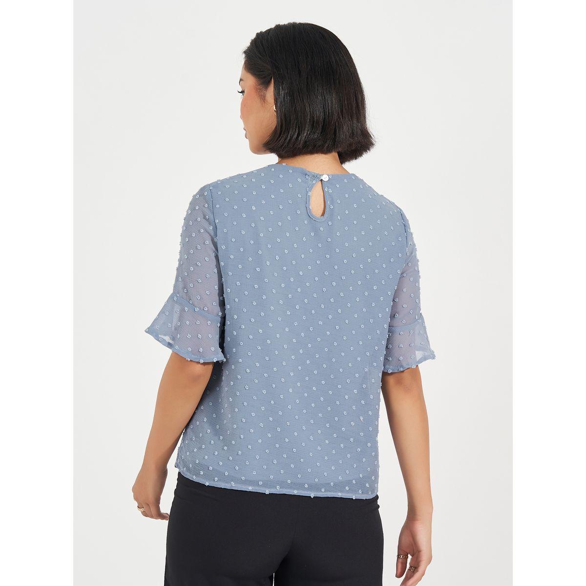 بلوزة مزينة بنقاط سويس مع أكمام بكشكش-women-clothing-shirtsandblouses-blouses-image-5