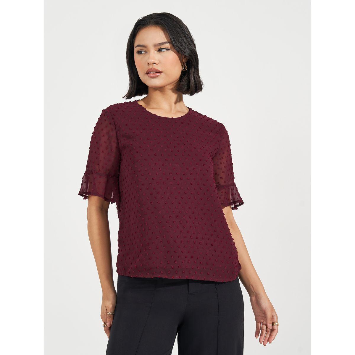 ARIA ROMANCE Swiss Dot Frill Sleeves Blouse-women-clothing-shirtsandblouses-blouses-image-3