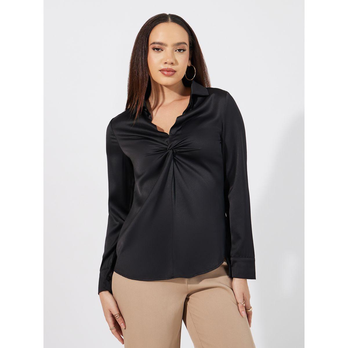 بلوزة كاجوال مزينة بعقدة أمامية آريا رومانس × ستايلي-women-clothing-shirtsandblouses-blouses-image-1