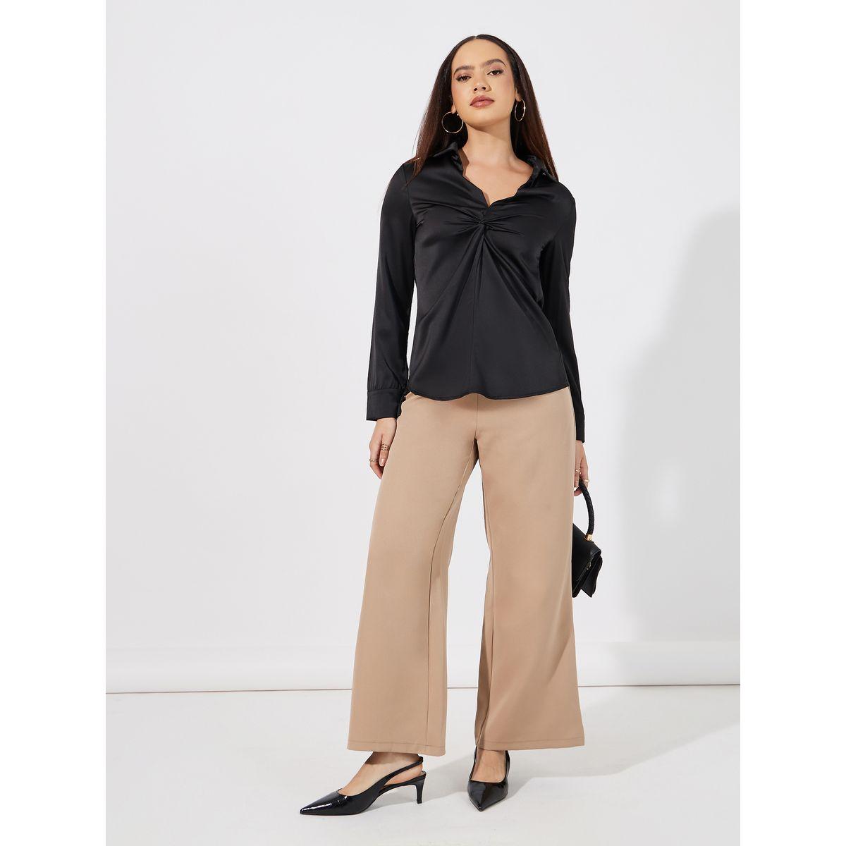 ARIA ROMANCE X Styli  Front Knot Detail Collared Top-women-clothing-shirtsandblouses-blouses-image-2