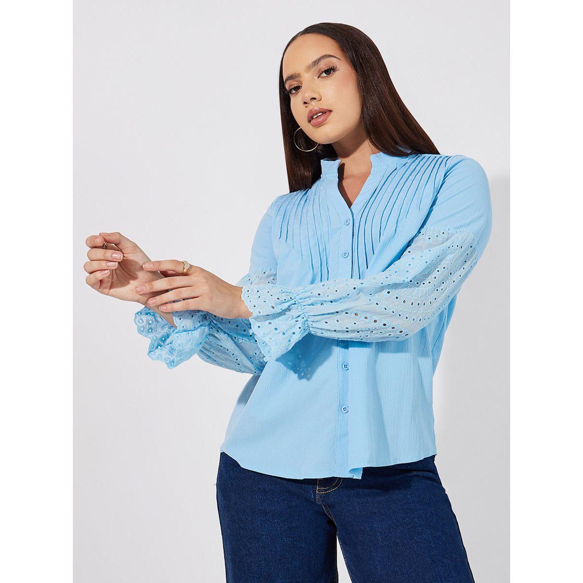 ARIA ROMANCE Schiffli Insert Pintuck Detail Shirt-women-clothing-shirtsandblouses-shirts-image-1