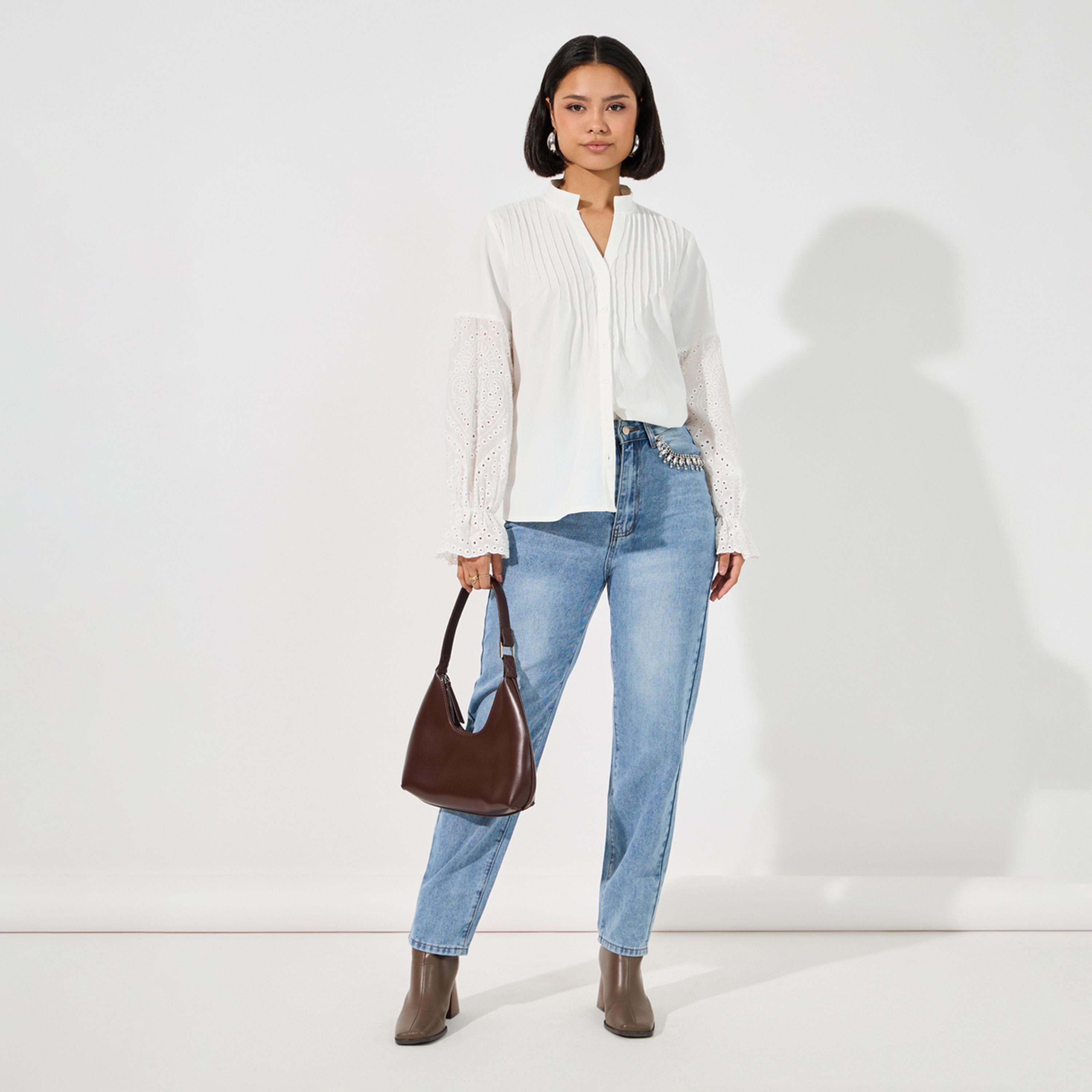 ARIA ROMANCE X Styli Schiffli Insert Pintuck Detail Shirt-women-clothing-shirtsandblouses-shirts-image-2