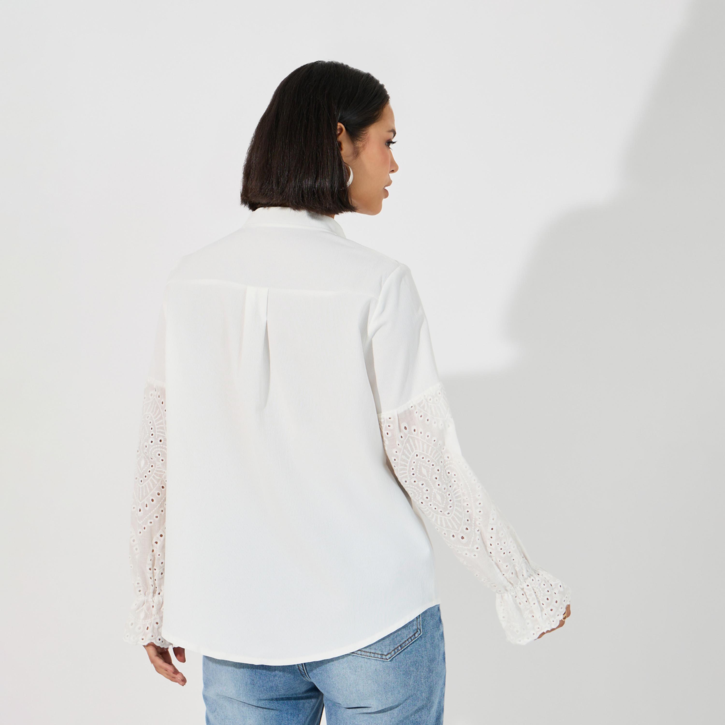 اريا رومانس × ستايلي - قميص شيفلي بتفاصيل كسرة-women-clothing-shirtsandblouses-shirts-image-5
