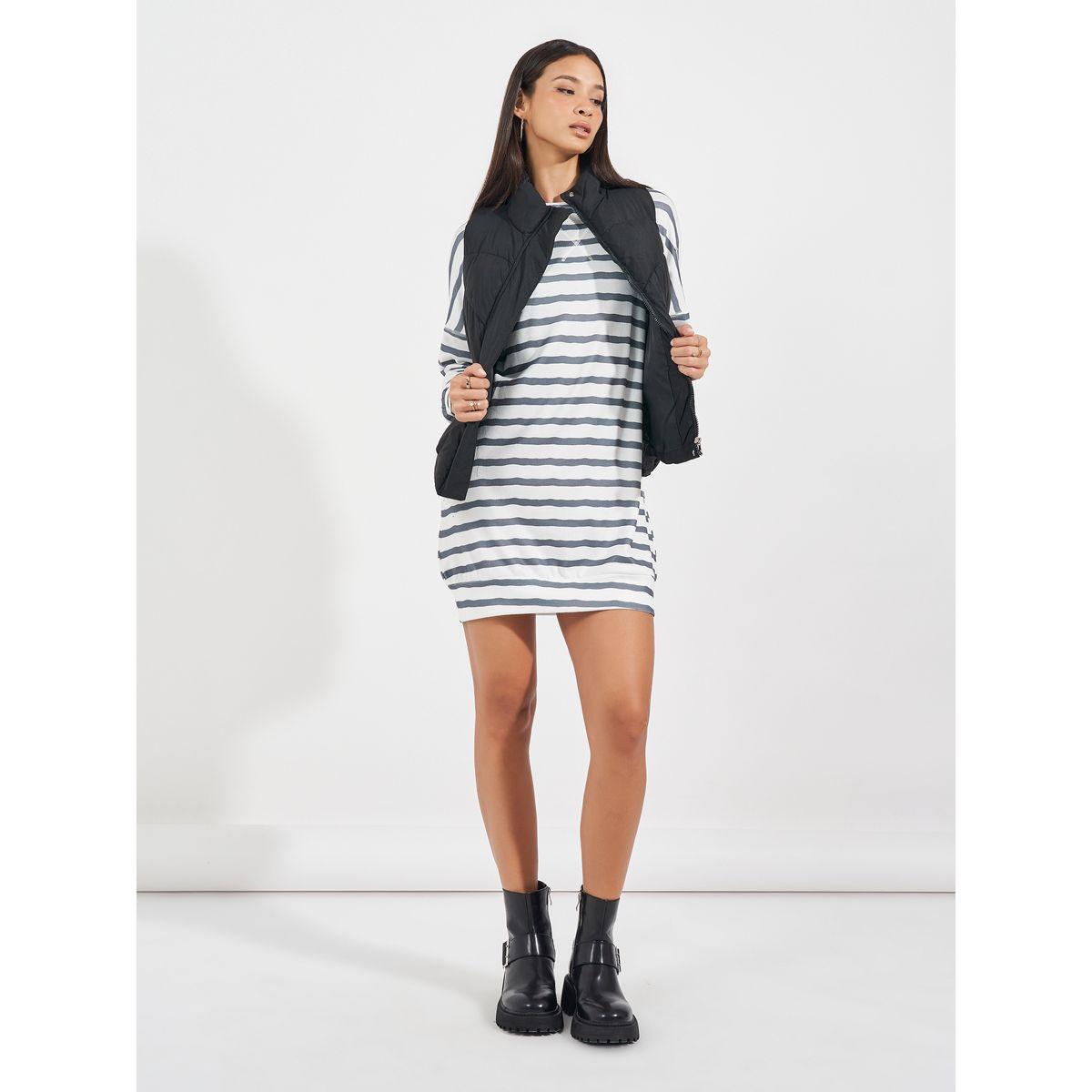 ARIA ROMANCE Striped Dropped Shoulder Mini Dress-women-clothing-dresses-image-1