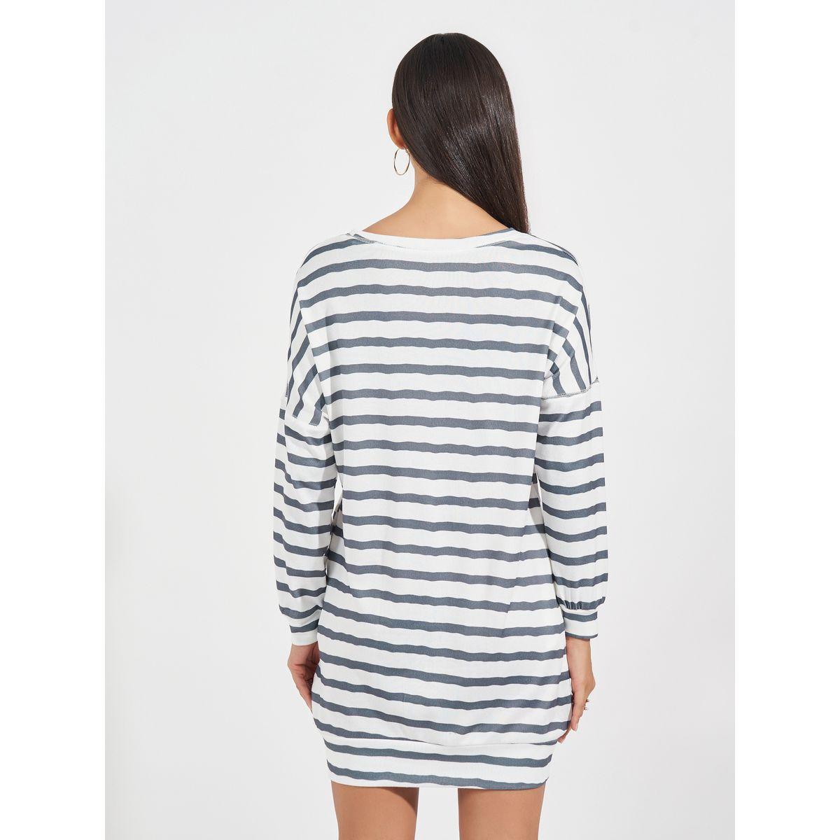 فستان قصير مخطط بأكتاف منخفضة-women-clothing-dresses-image-6