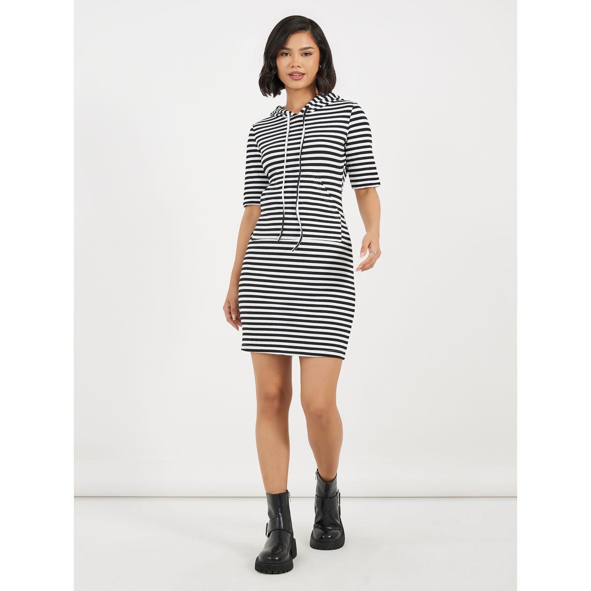 فستان قصير مخطط بياقة هودي آريا رومانس × ستايلي-women-clothing-dresses-image-2