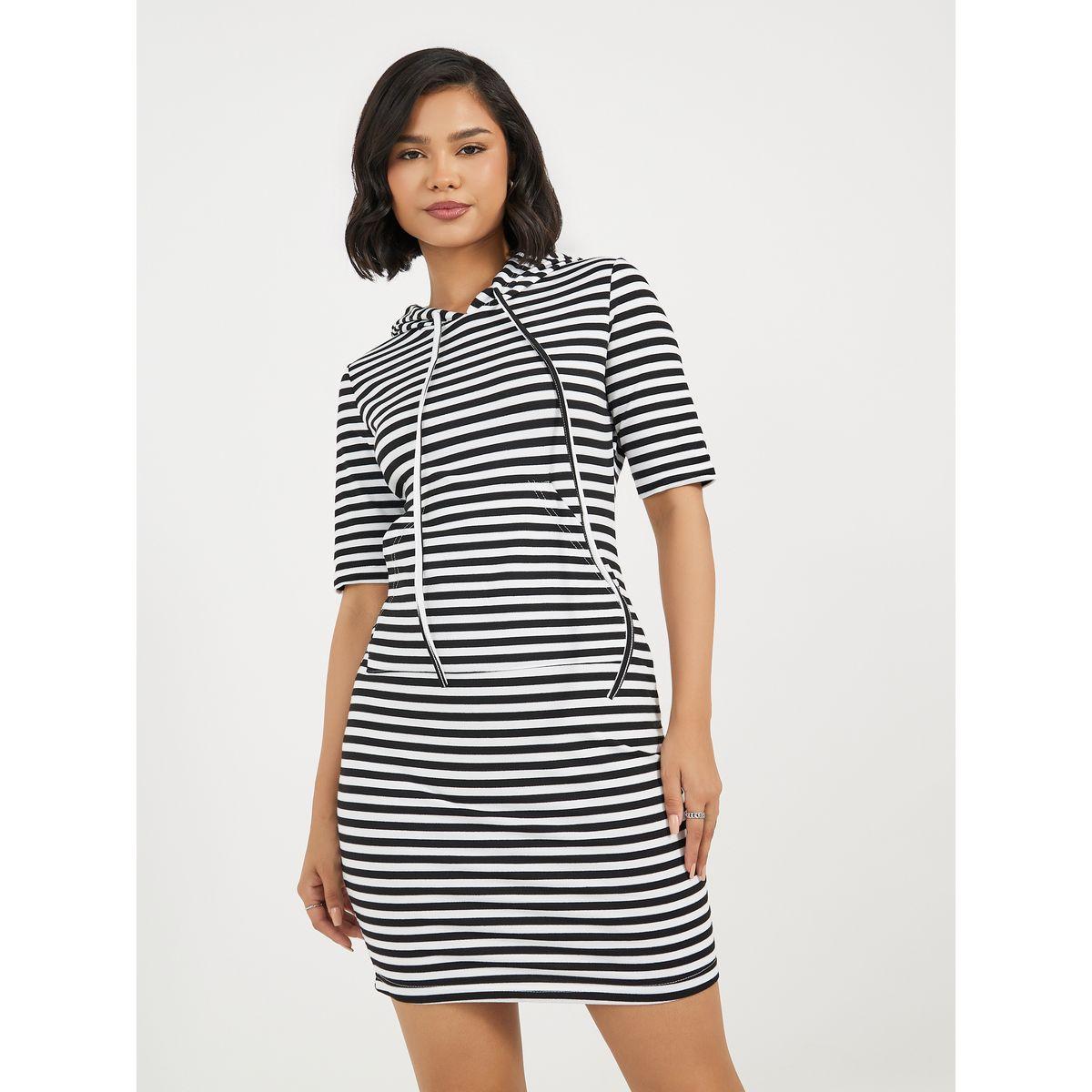 فستان قصير مخطط بياقة هودي آريا رومانس × ستايلي-women-clothing-dresses-image-3