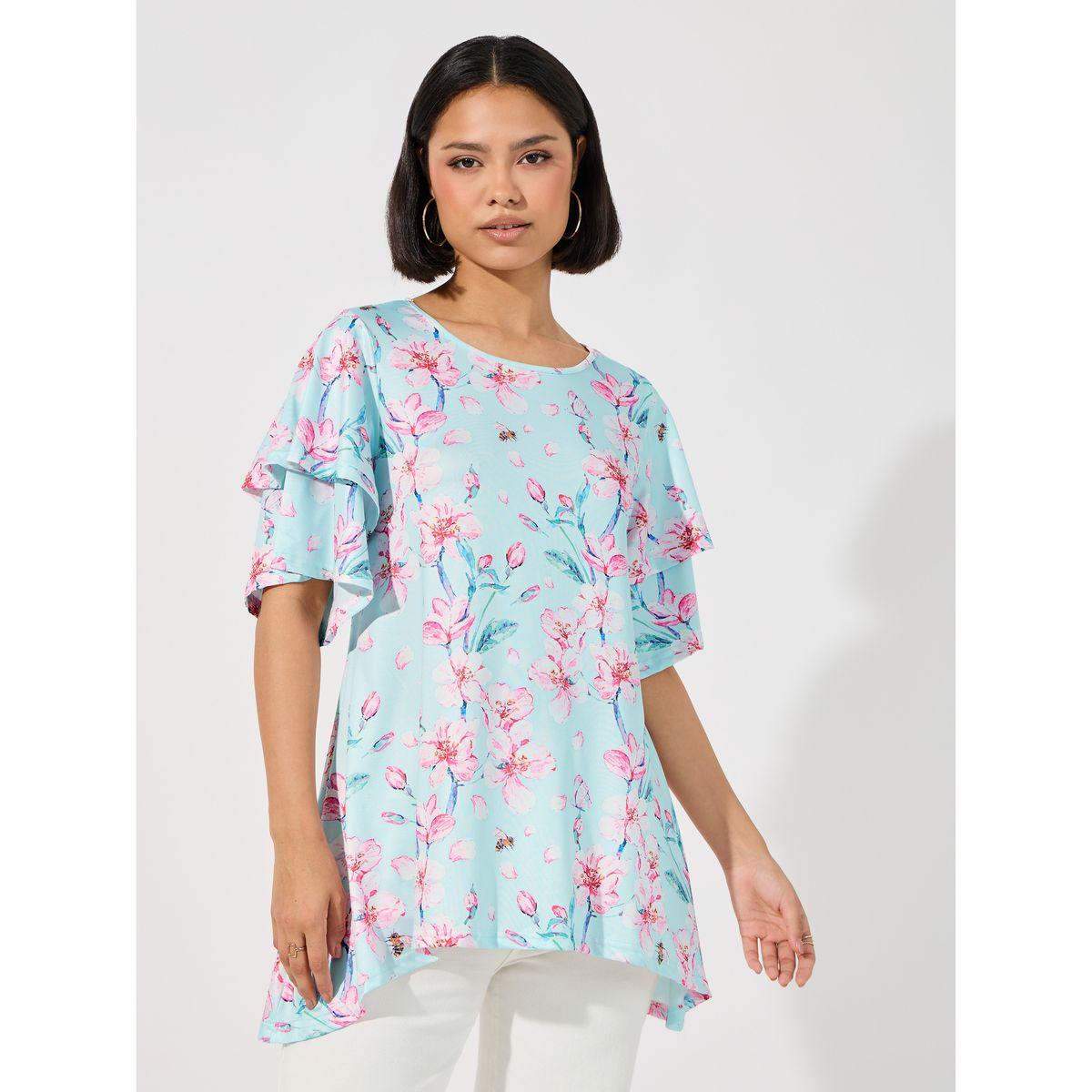 ARIA ROMANCE Floral Print Asymmetric Hem Top-women-clothing-shirtsandblouses-blouses-image-1